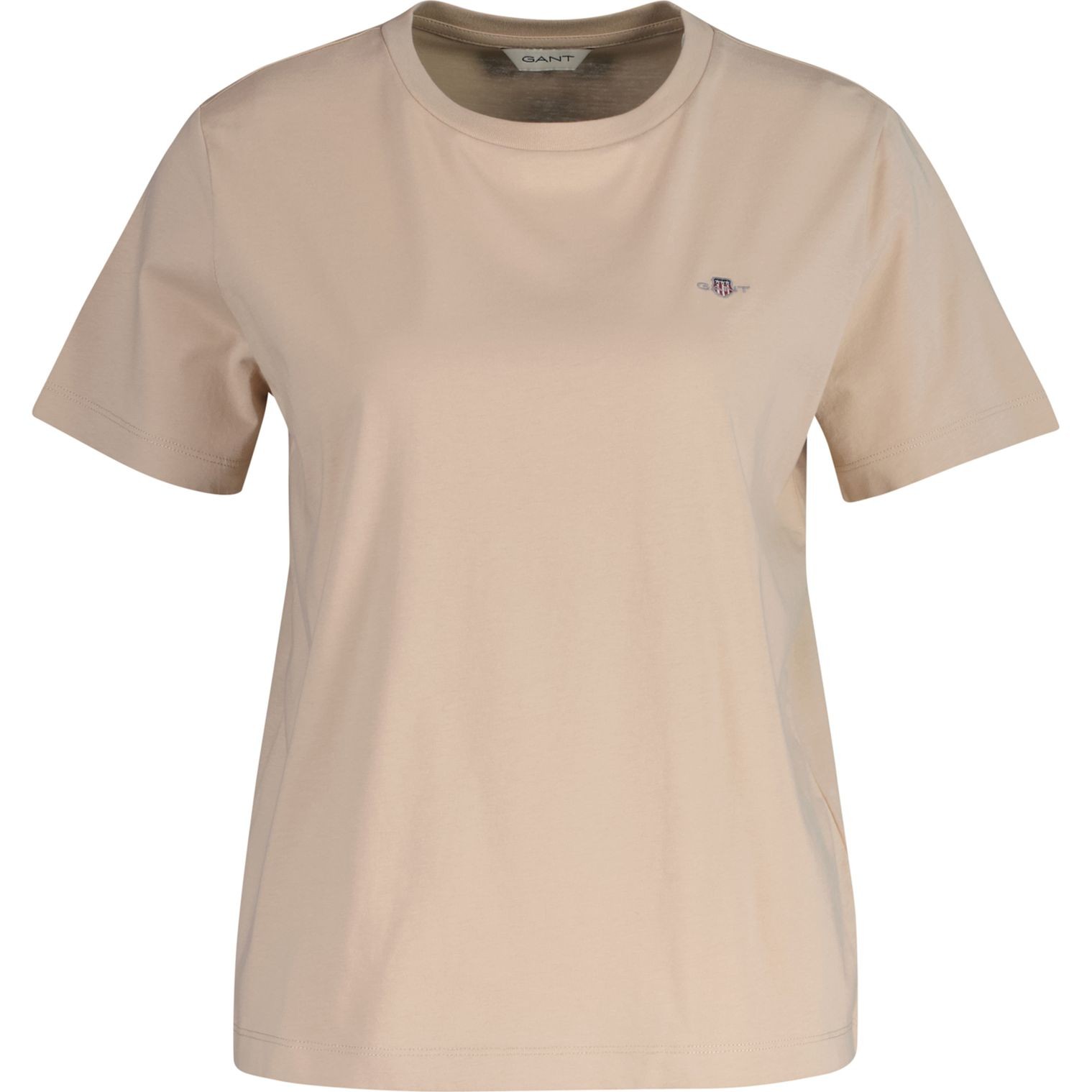 GANT Marškinėliai trump. rankovėmis moterims, Smėlio, Reg shield SS t-shirt