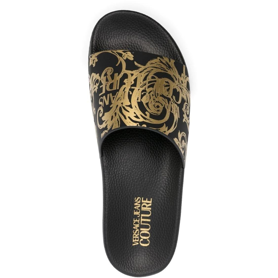 VERSACE JEANS CUTURE Šlepetės vyrams, BLACK/GOLD, Fondo slide slippers 4