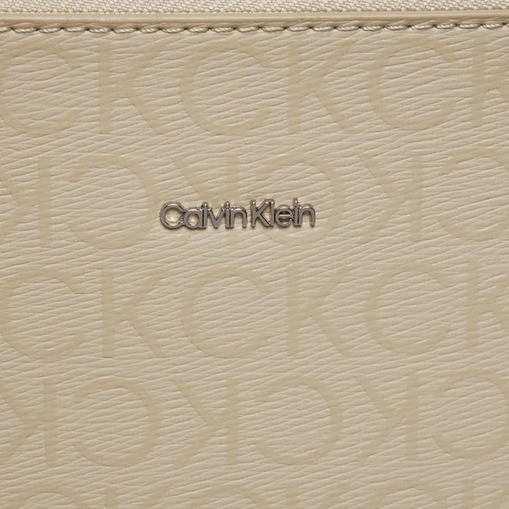 CALVIN KLEIN Pirkinių krepšys moterims, Smėlio, Must tote 4