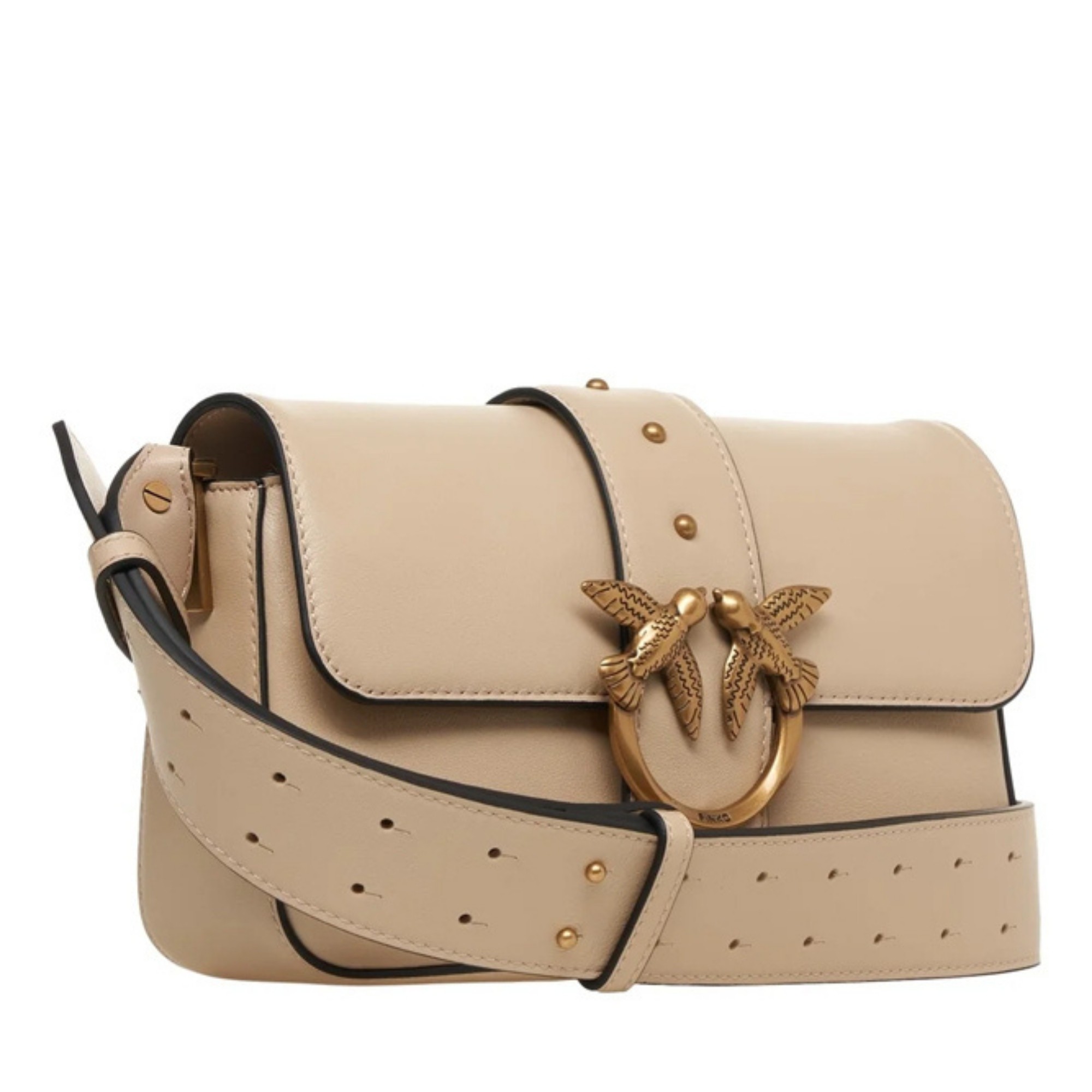 PINKO Rankinė per petį moterims, Smėlio, Love one mini shoulder bag 3
