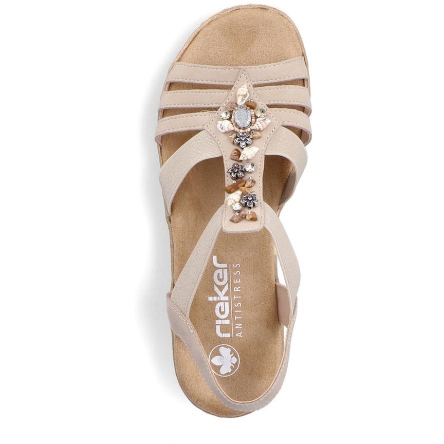 RIEKER Basutės moterims, Smėlio, SANDALS 6