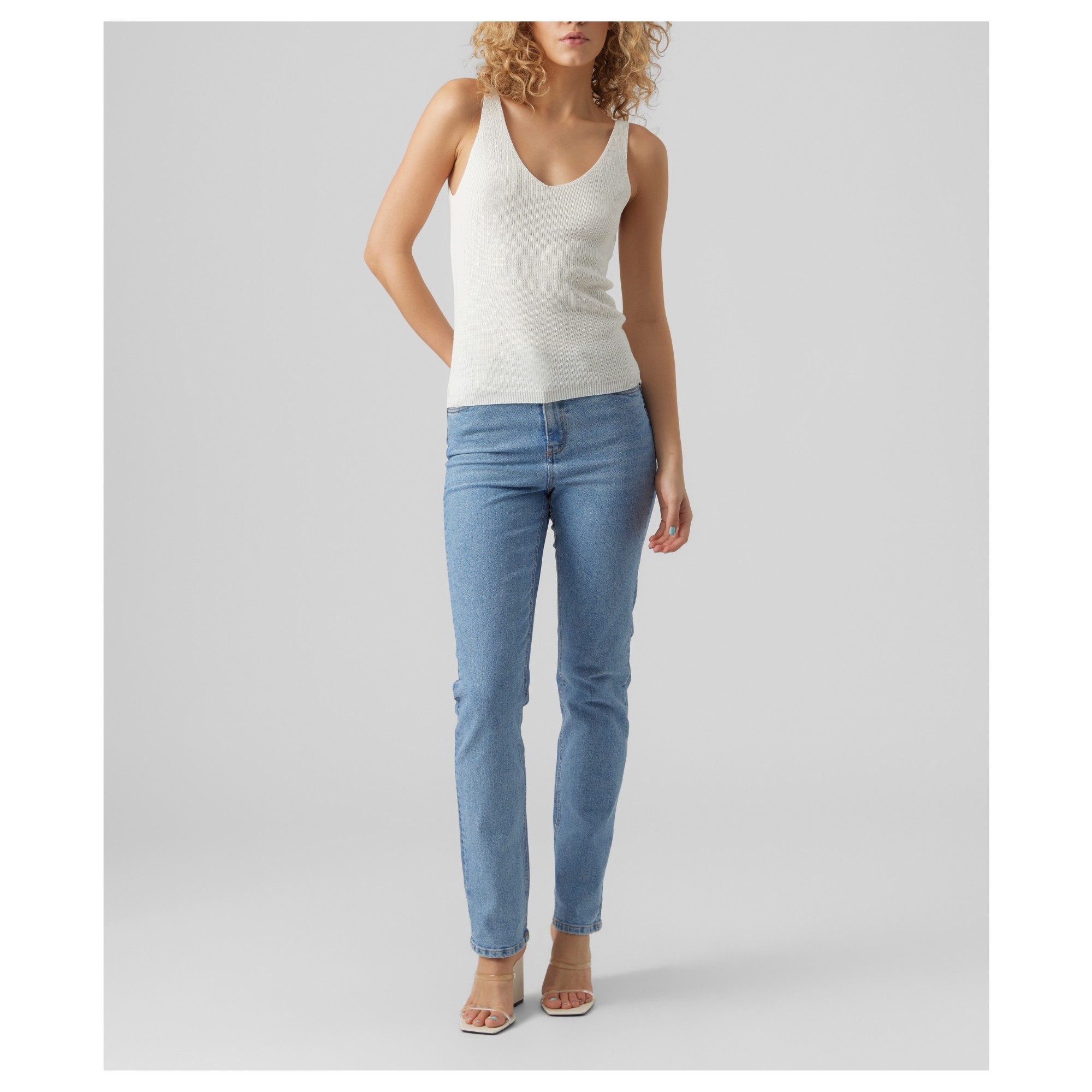 VERO MODA Megzta palaidinė moterims, Balta, Newlex sun 3