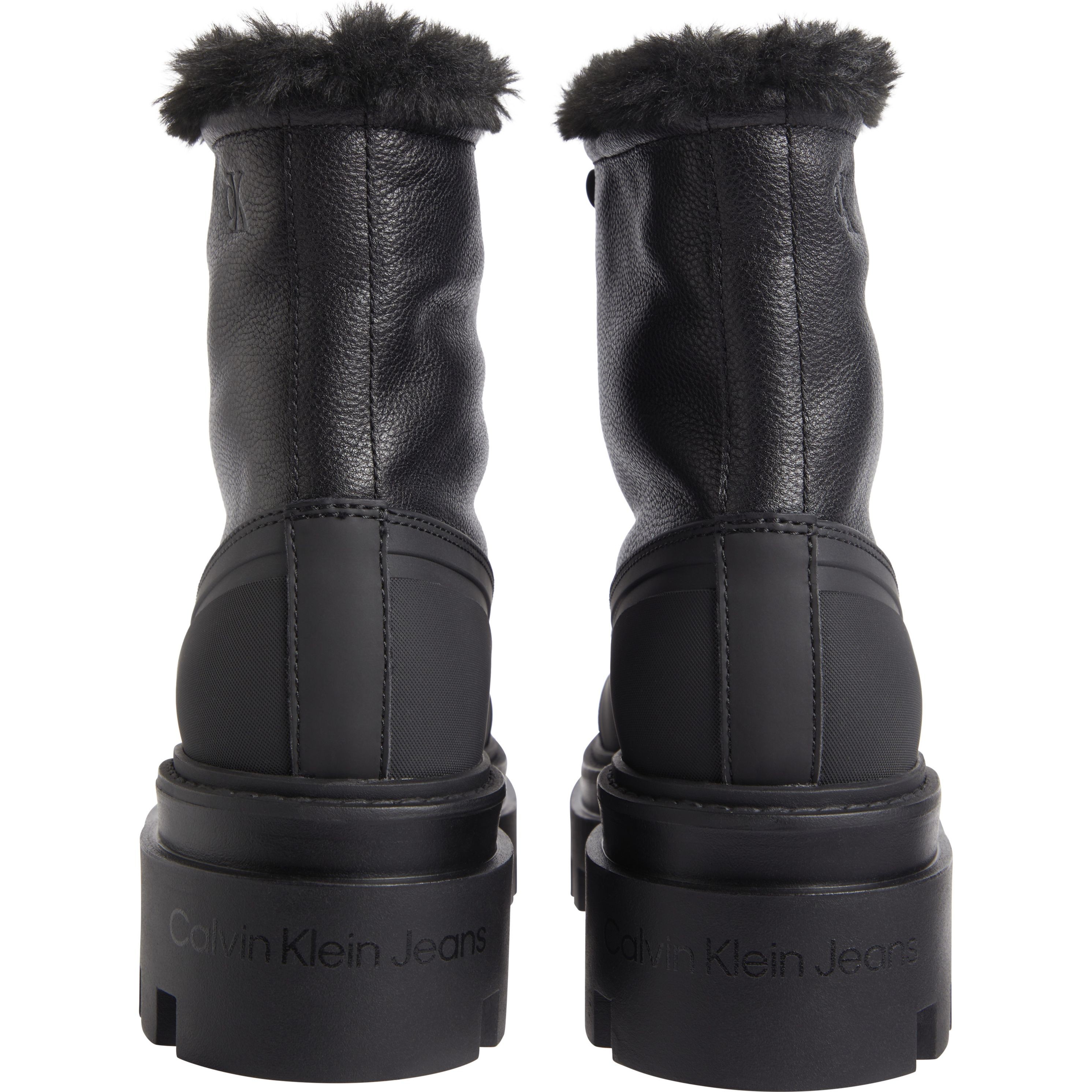 CALVIN KLEIN JEANS Pašiltinti aulinukai moterims, Juoda, Flatform lace up boot padded 3