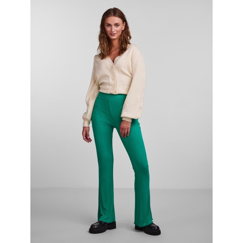 PIECES Kelnės moterims, Žalia, PCJASMIN HW FLARED PA 3