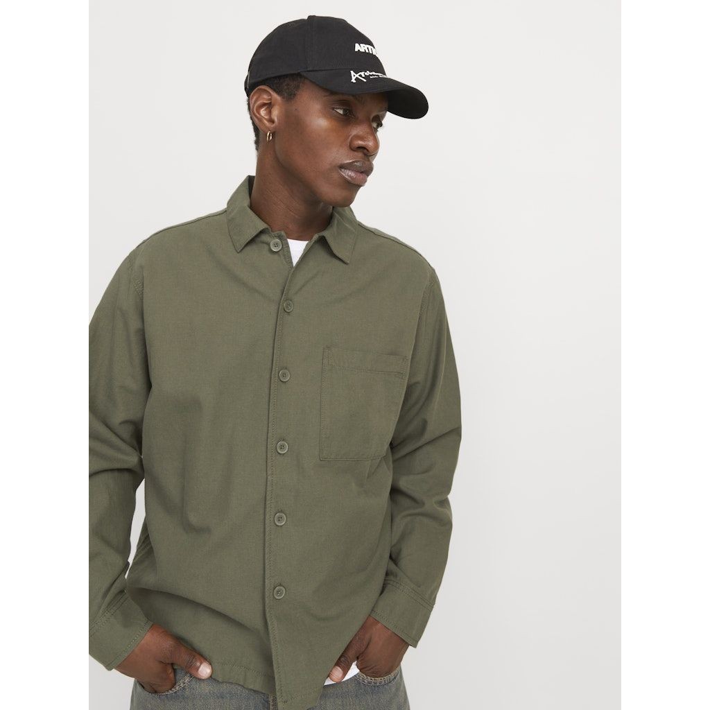 JACK & JONES Lengva striukė vyrams, Chaki, Urban edge overshirt 5