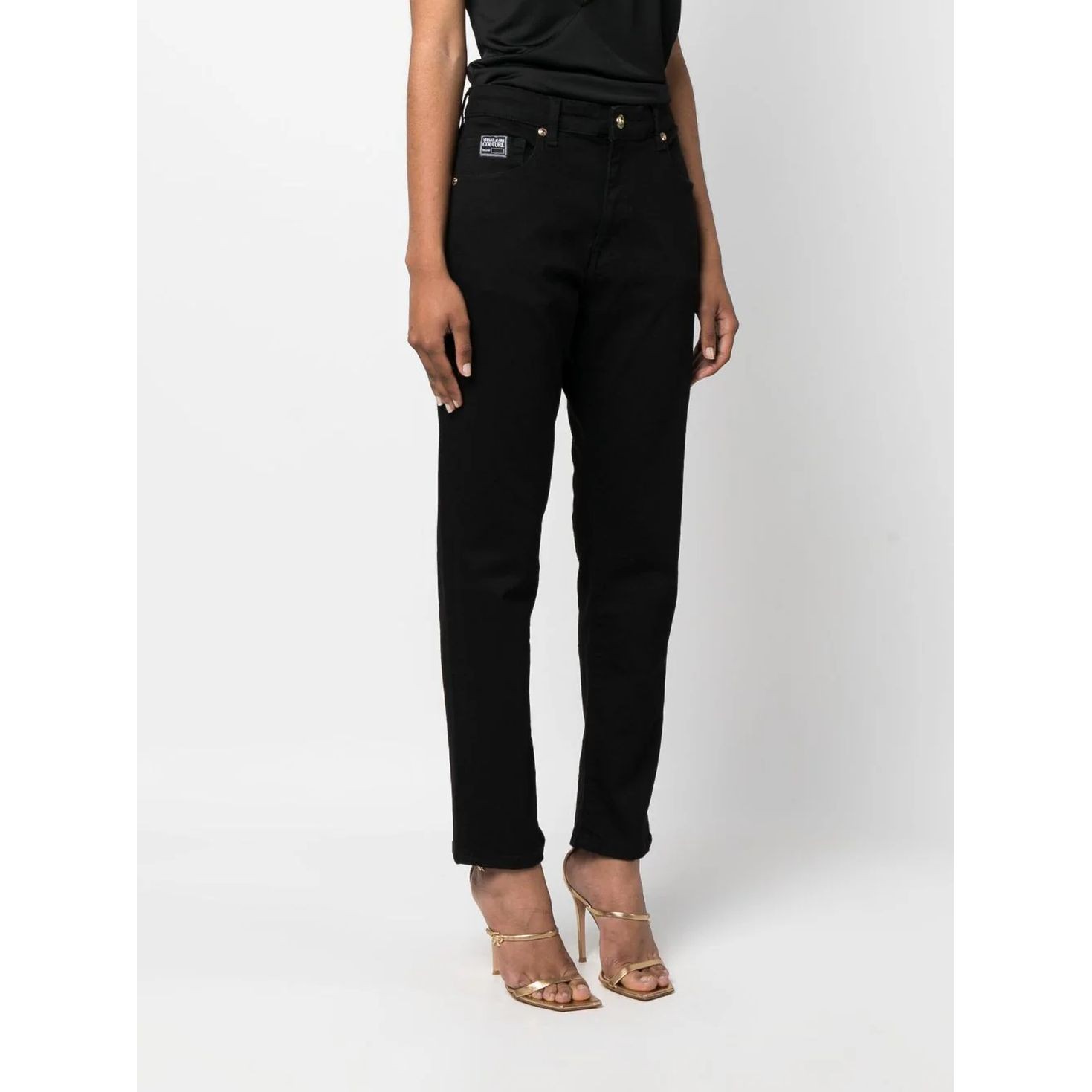 VERSACE JEANS CUTURE Aptempti džinsai moterims, Juoda, C boy slim jeans 3