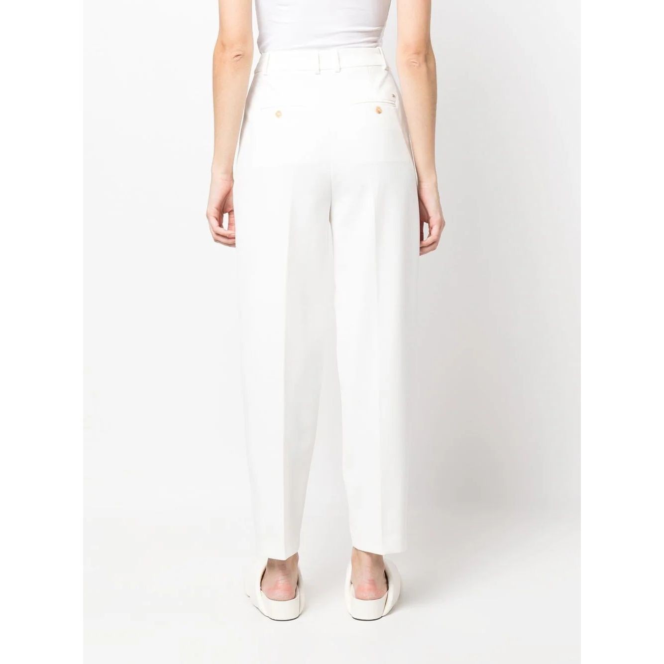 TOMMY HILFIGER Formalios kelnės moterims, Balta, Tapered pleated pant 3