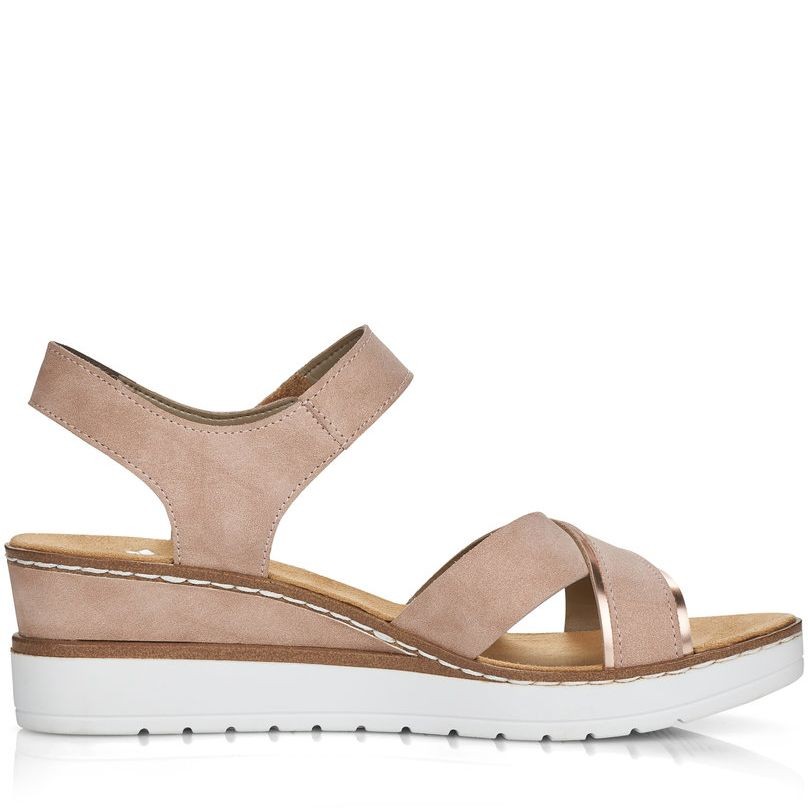 RIEKER Basutės moterims, Smėlio, SANDALS 3