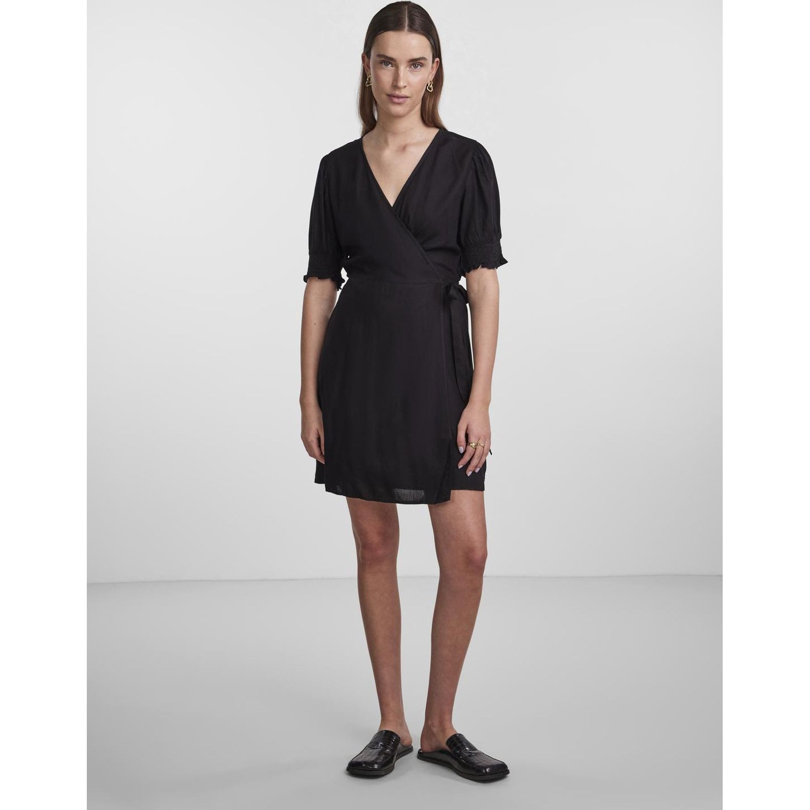 PIECES Mini suknelė moterims, Juoda, PCTALA 2/4 WRAP DRESS 2