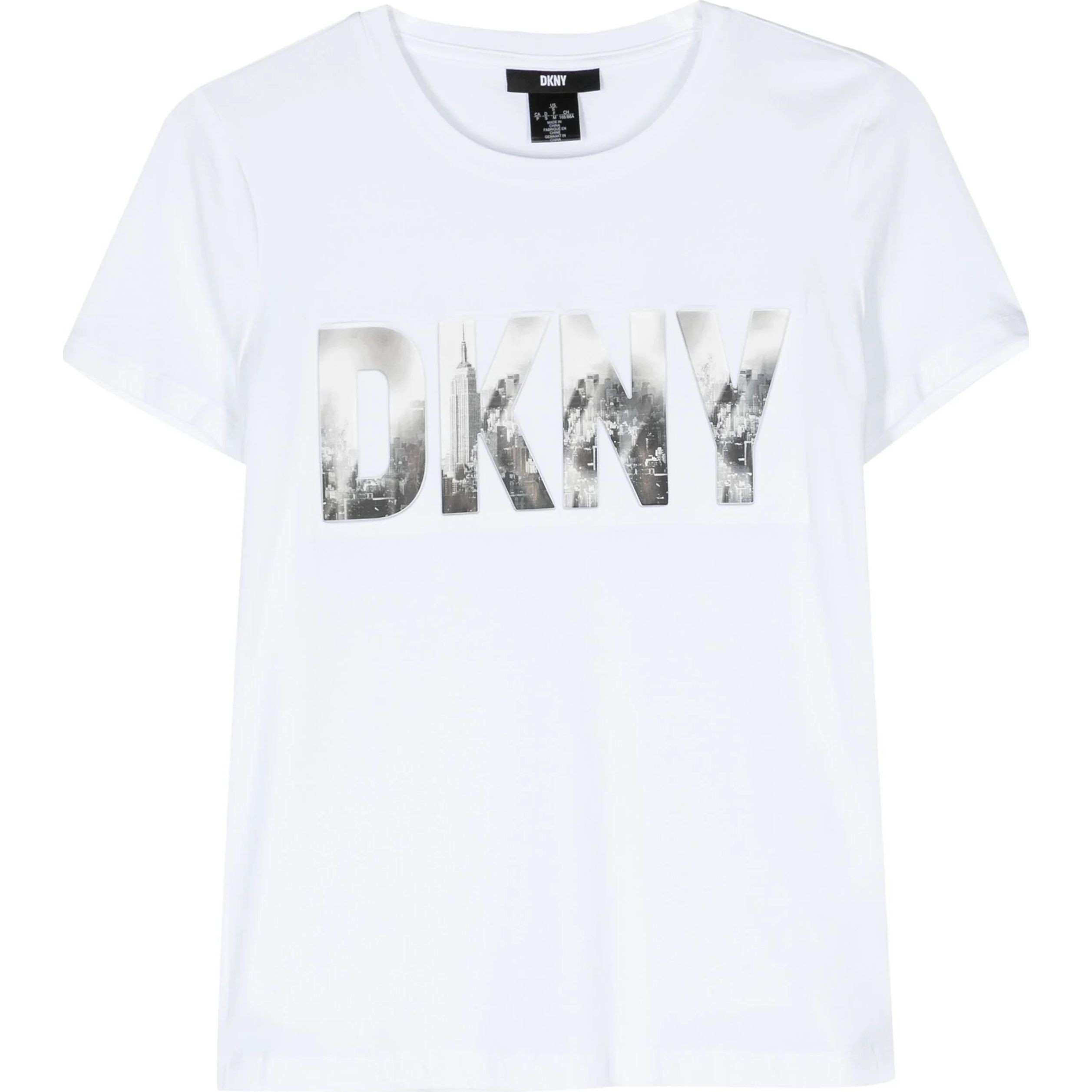 DKNY Marškinėliai trump. rankovėmis moterims, Balta, S/s soho logo t shrt 1