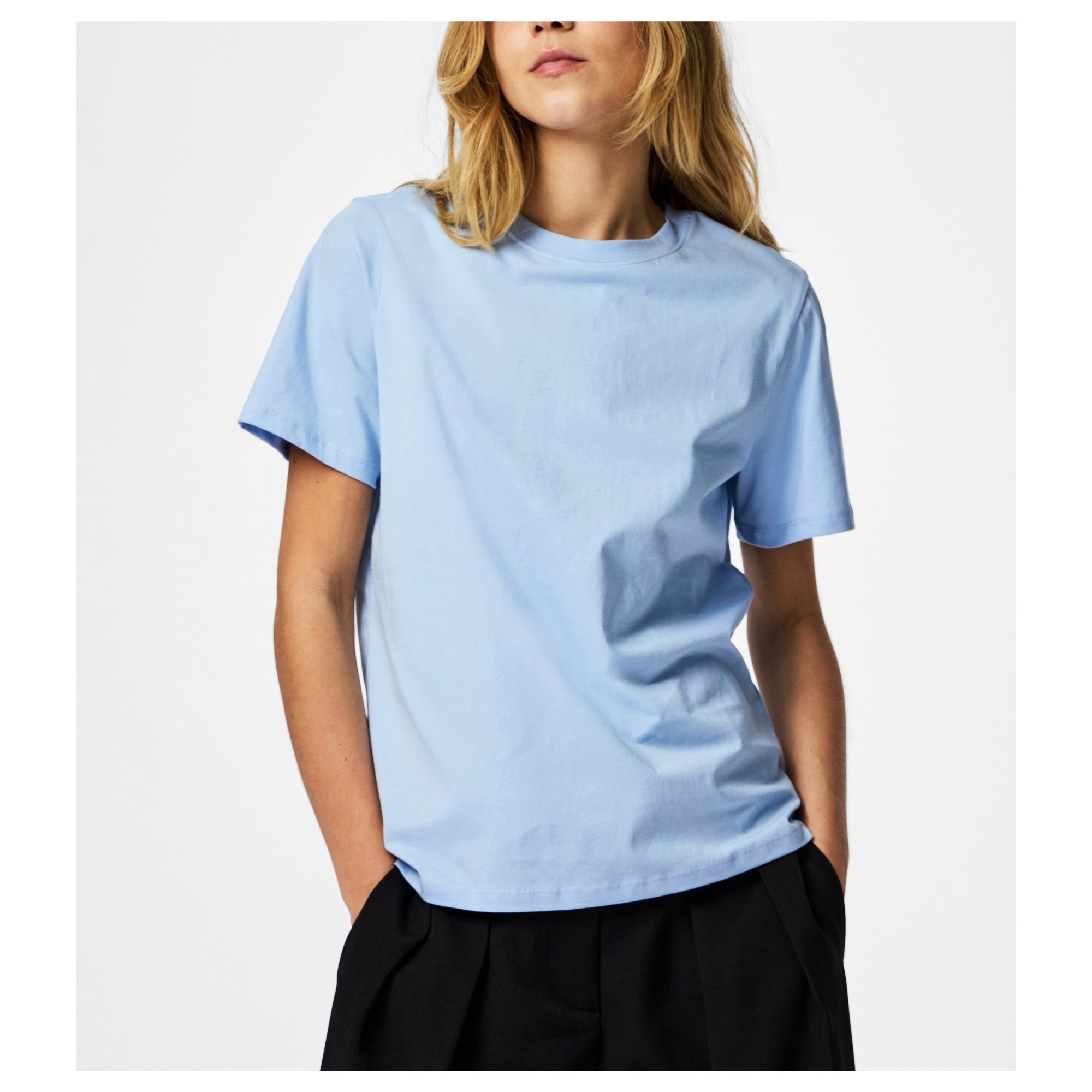 PIECES Marškinėliai moterims, Mėlyna, Ria solid 3