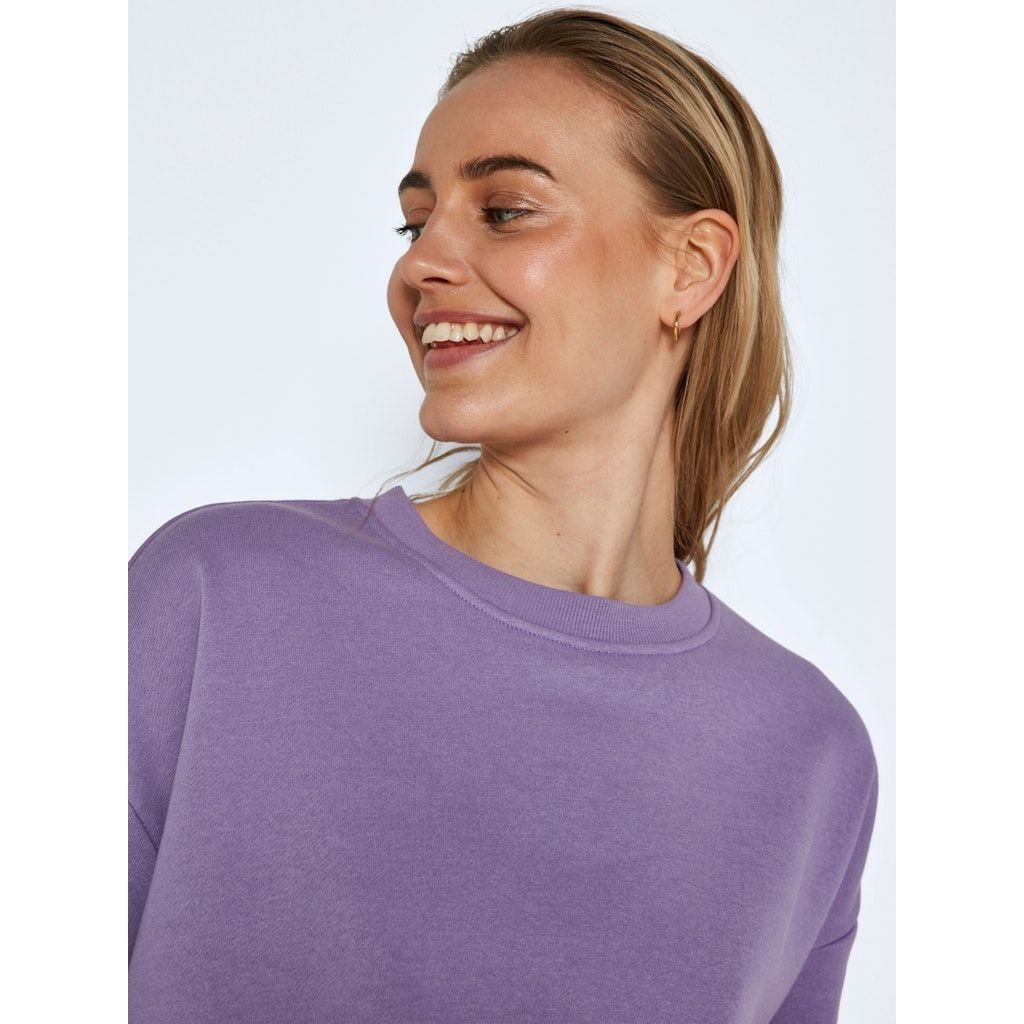 NOISY MAY Megztinis moterims, Violetinė, NMKAREN S/S O-NECK SW 4
