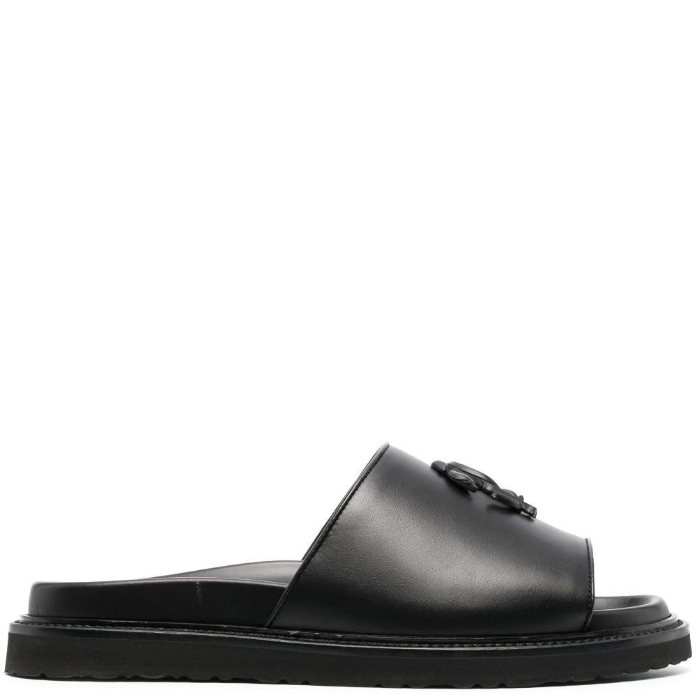 ROBERTO CAVALLI Šlepetės vyrams, Juoda, Leather slides 1