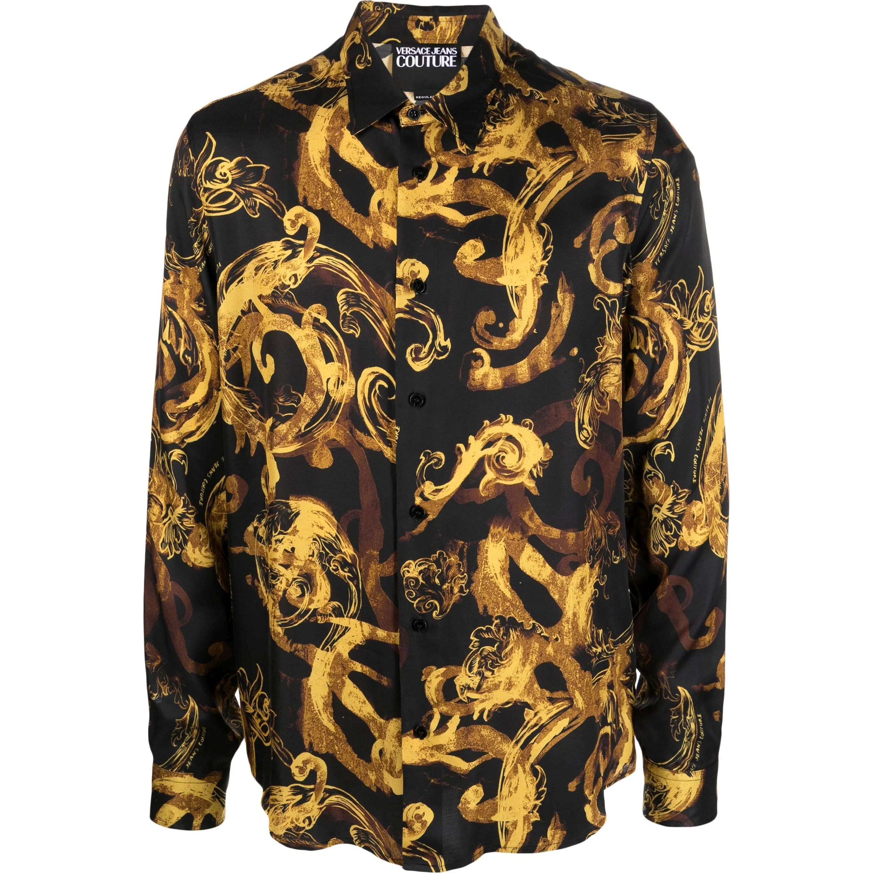 VERSACE JEANS CUTURE Marškiniai trump. rankovėmis vyrams, Juoda, Watercolor couture-print shirt