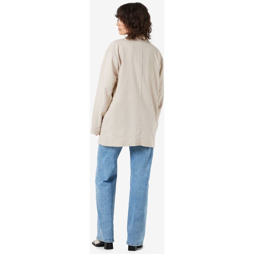 NOISY MAY Švarkas moterims, Smėlio, NMANNE MILLA LS LINEN 3