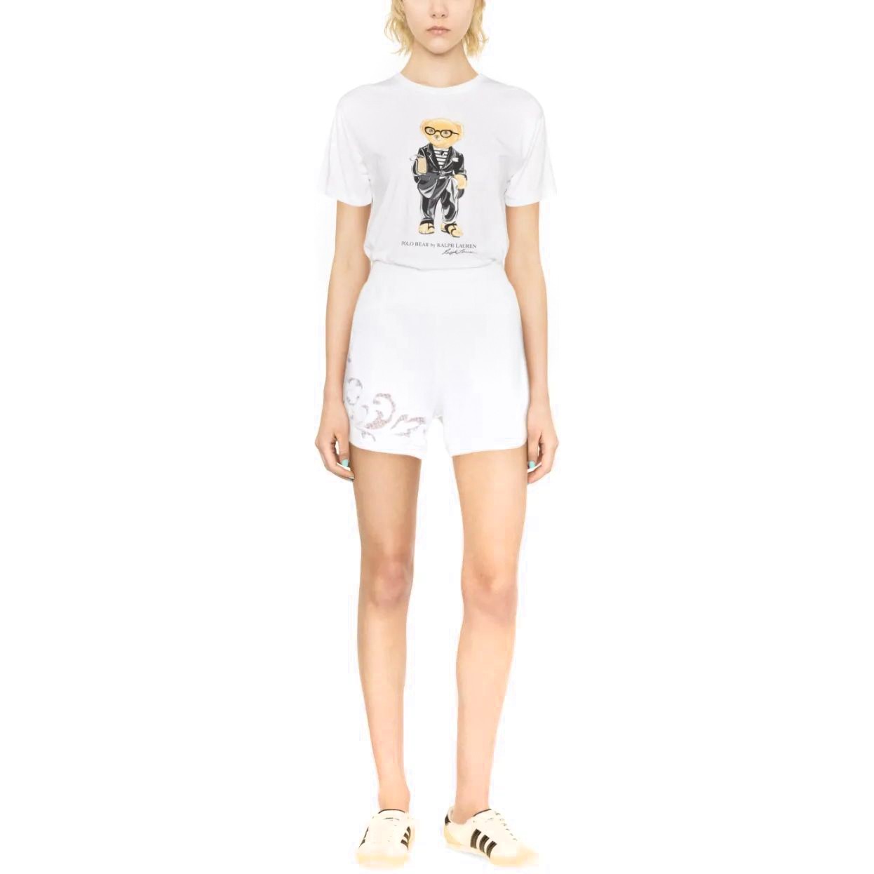 POLO RALPH LAUREN Marškinėliai trump. rankovėmis moterims, Balta, Modcali bear t-shirt 2