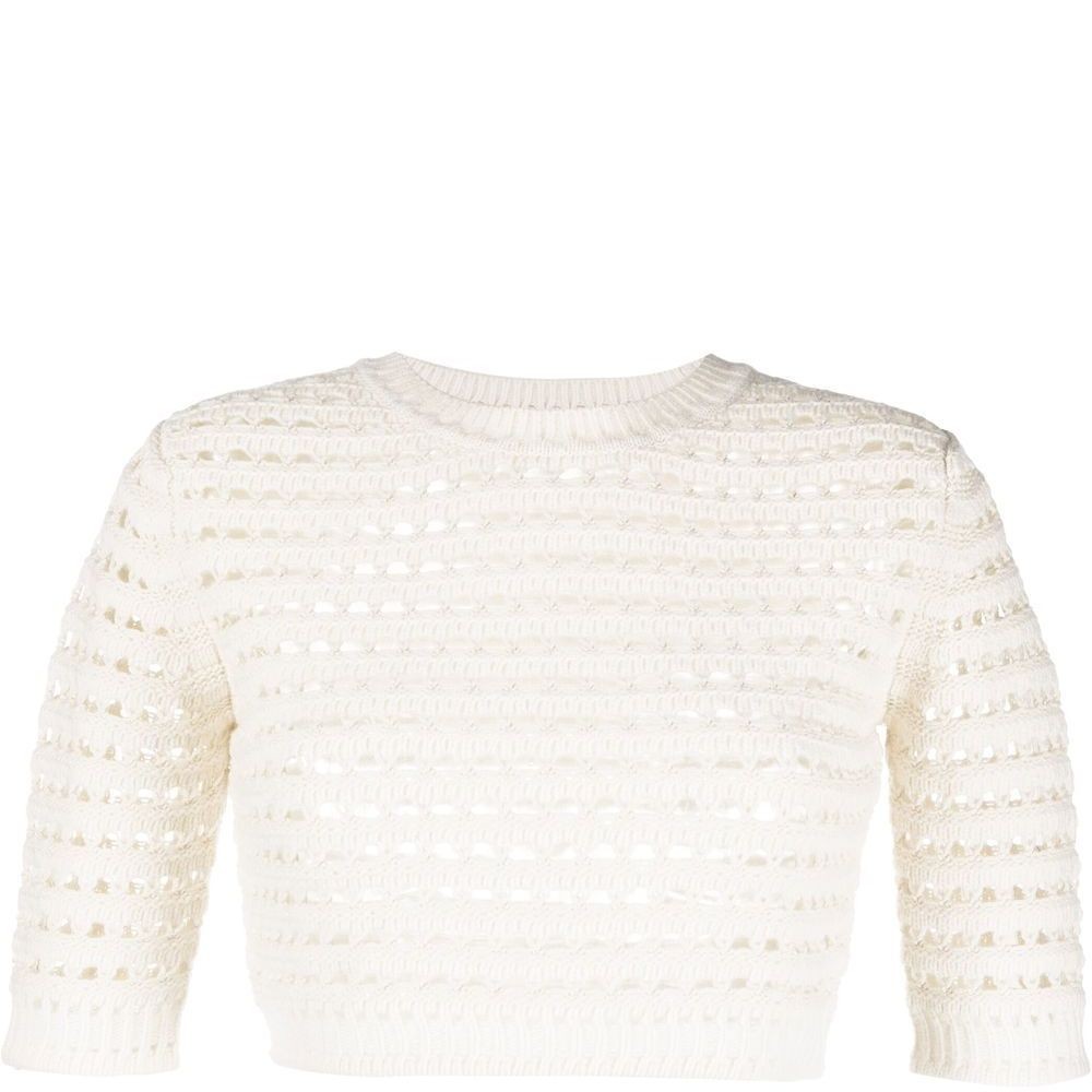 SEE BY CHLOE Megztinis moterims, Balta, Cropped pullover