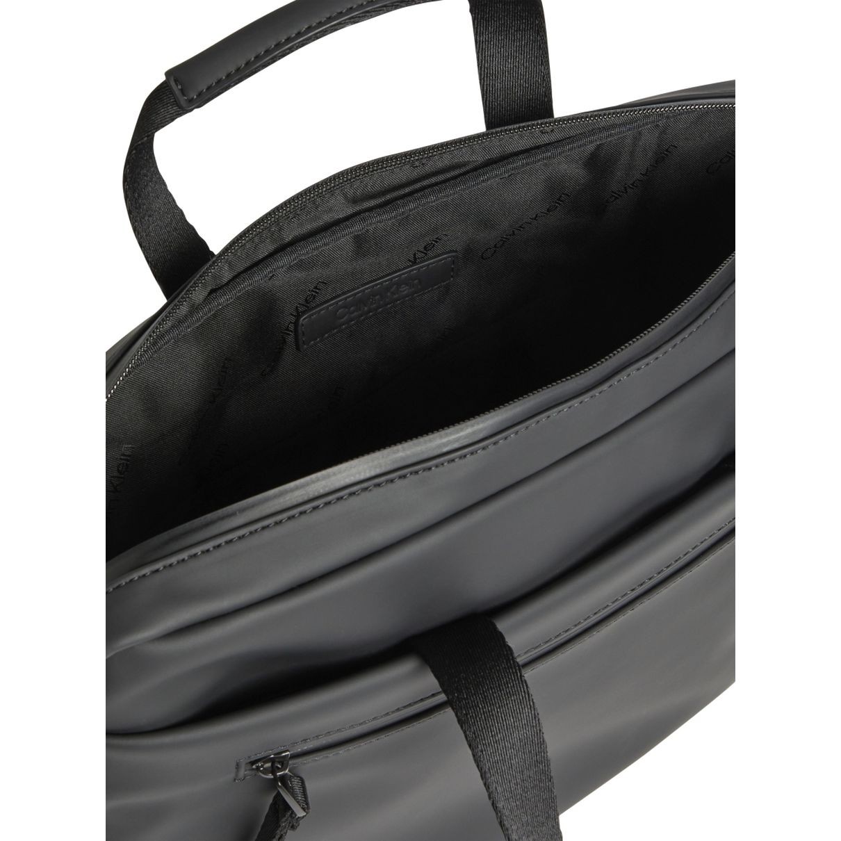 CALVIN KLEIN Dėklas kompiuteriui vyrams, Juoda, Rubberized slim laptop bag 3