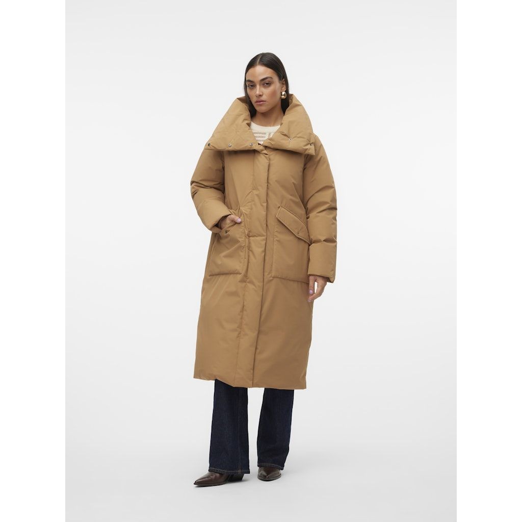 VERO MODA Pūkinis paltas moterims, Ruda, Rikke long down coat 4