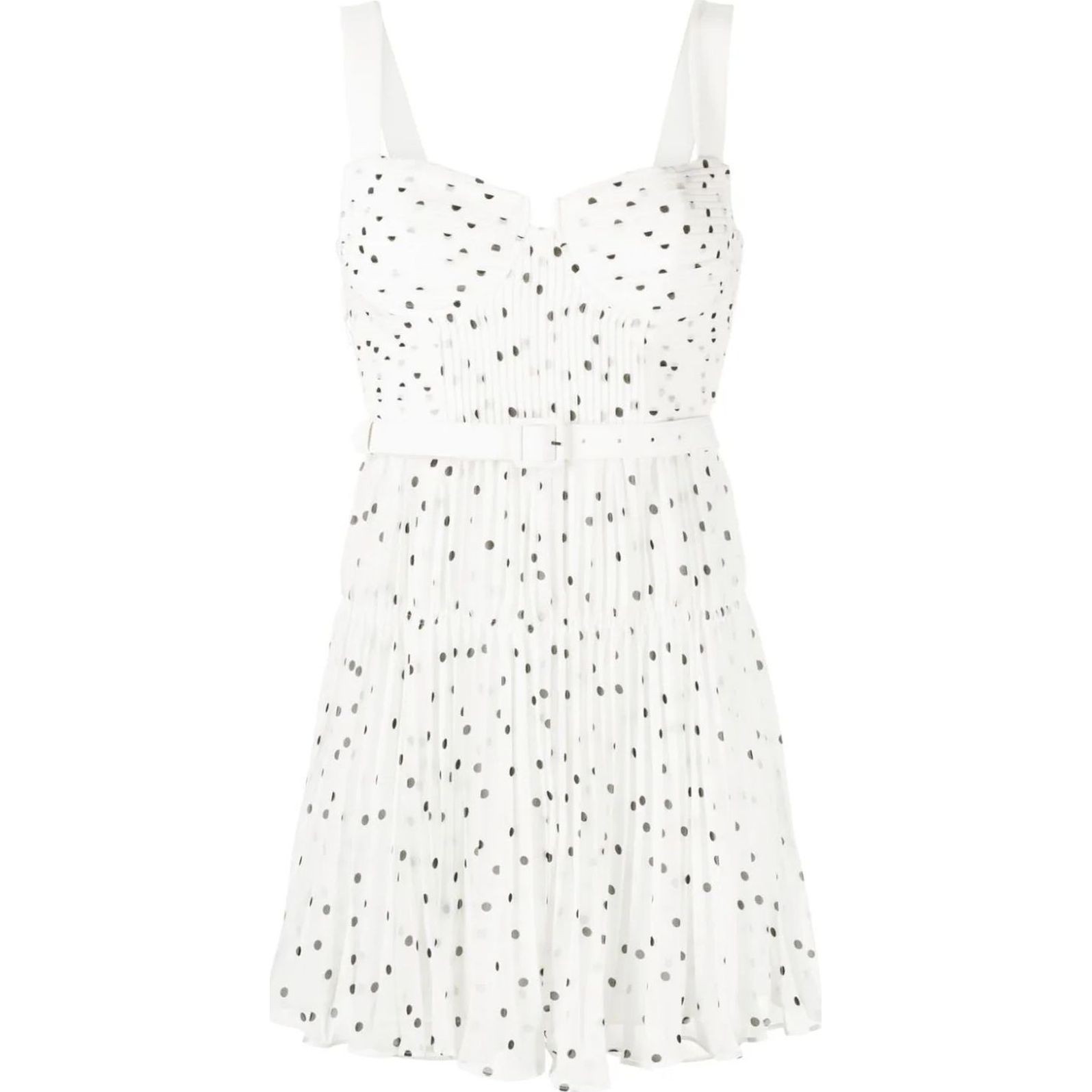 SELF PORTRAIT Mini suknelė moterims, Balta, Polka dot chiffon mini dress 1