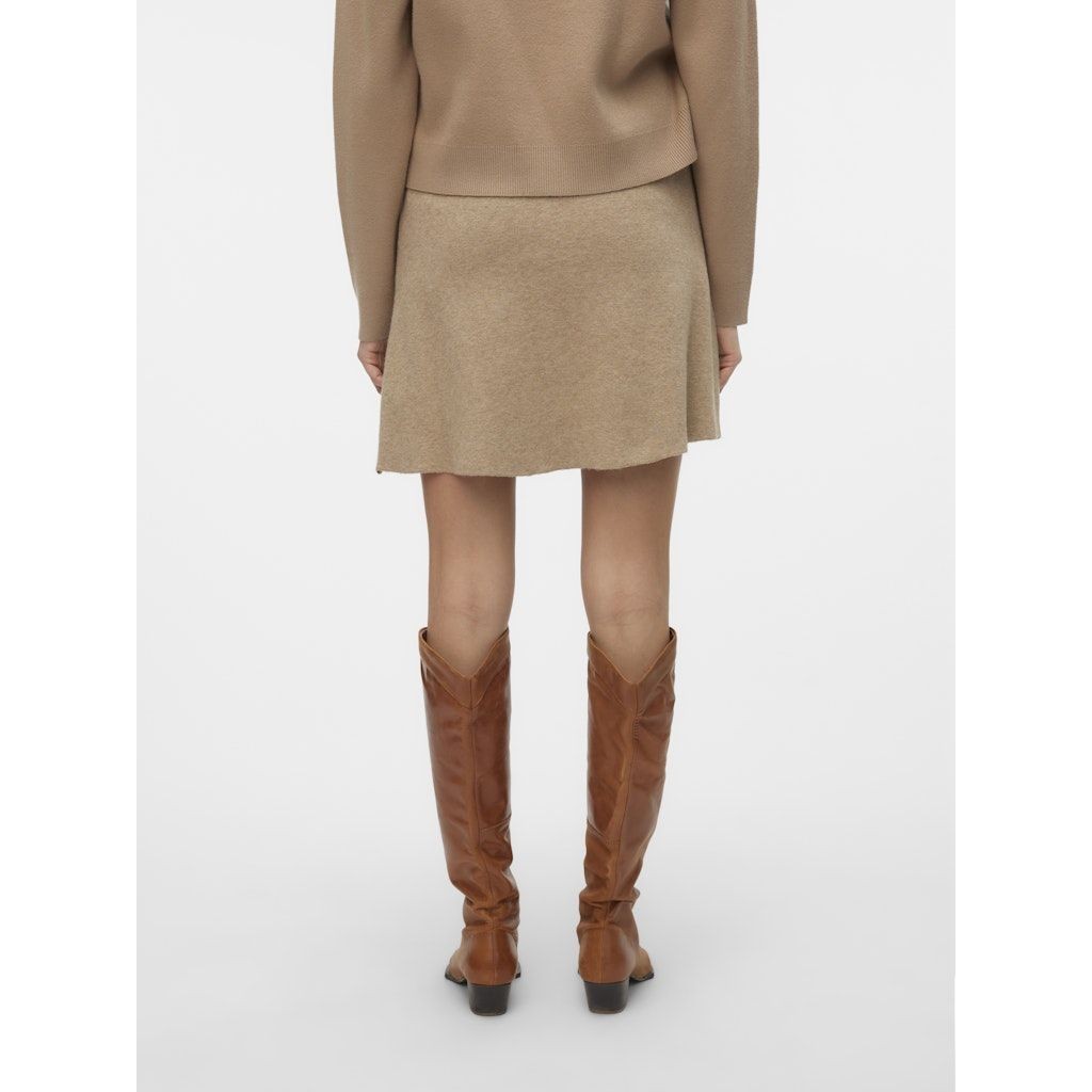 VERO MODA Mini sijonas moterims, Smėlio, Gold skater skirt 4