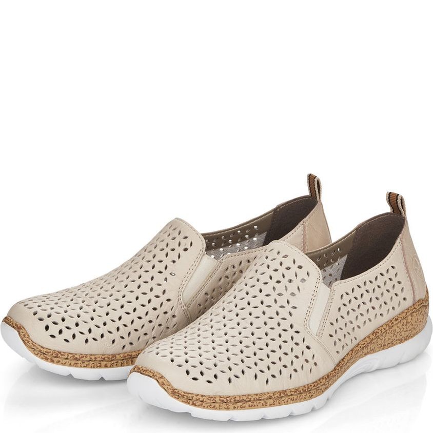 RIEKER Loaferiai moterims, Smėlio, Slipper 6