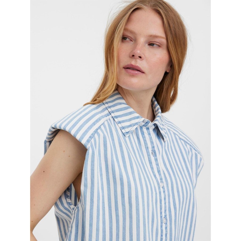VERO MODA Marškiniai moterims, Balta, VMLINES SL STRIPED SH 4