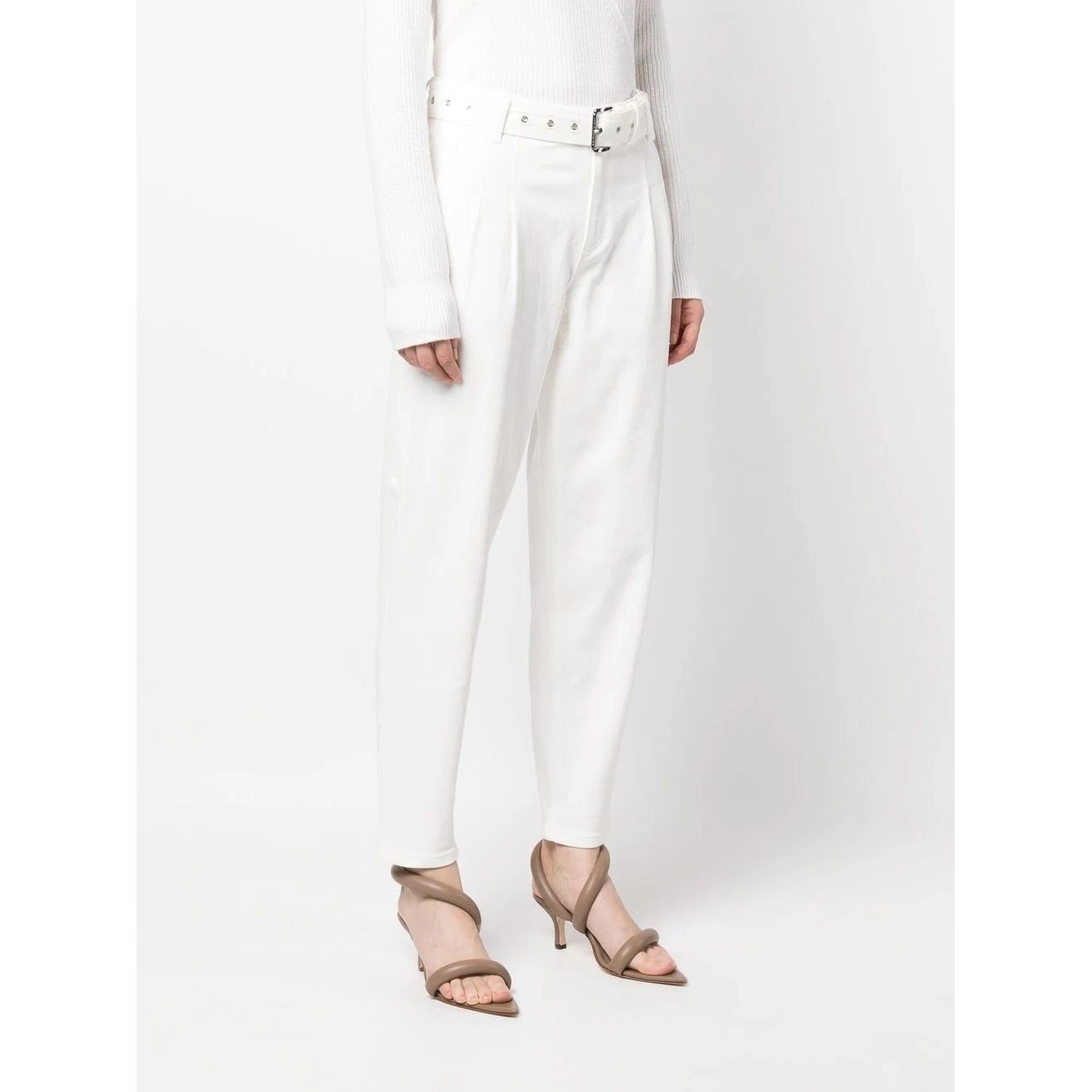 MICHAEL KORS Laisvalaikio kelnės moterims, Pilka, Pleated belted denim pant 2