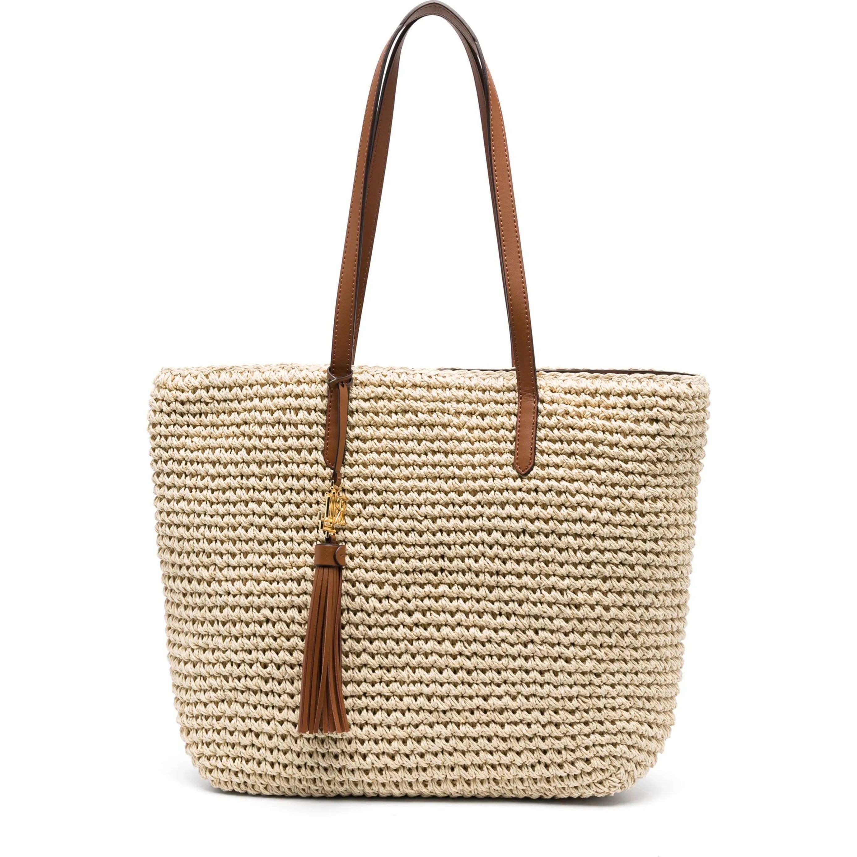 LAUREN RALPH LAUREN Pirkinių krepšys moterims, Kūno, Straw medium whitney tote 1