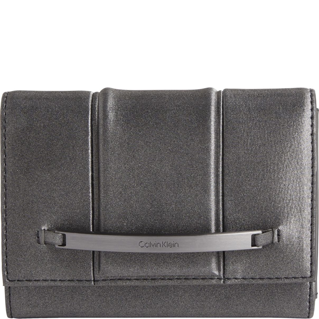 CALVIN KLEIN Piniginė moterims, Juoda, Bar hardware gunmetal wallets 1