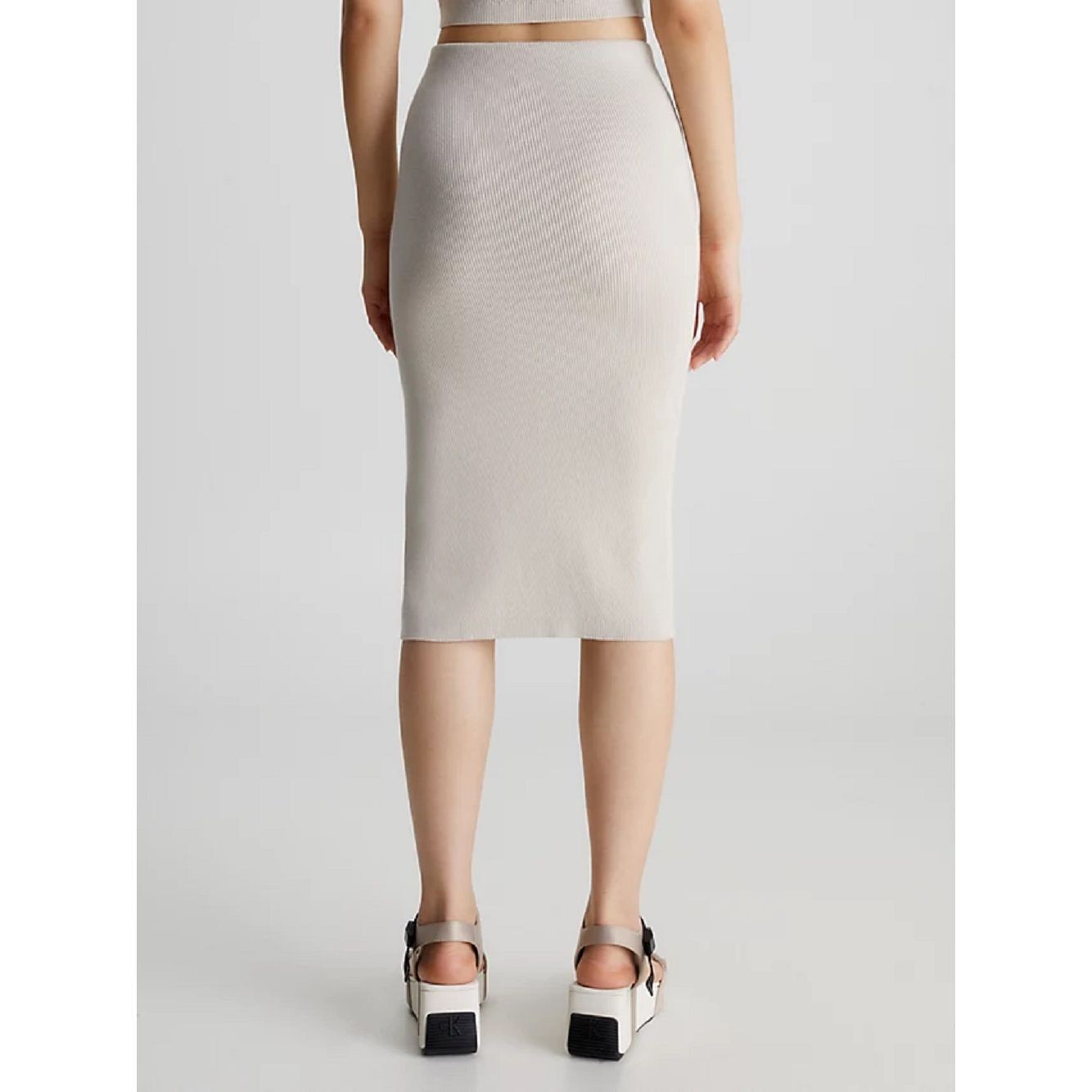 CALVIN KLEIN JEANS Maxi sijonas moterims, Smėlio, Button down skirt 3