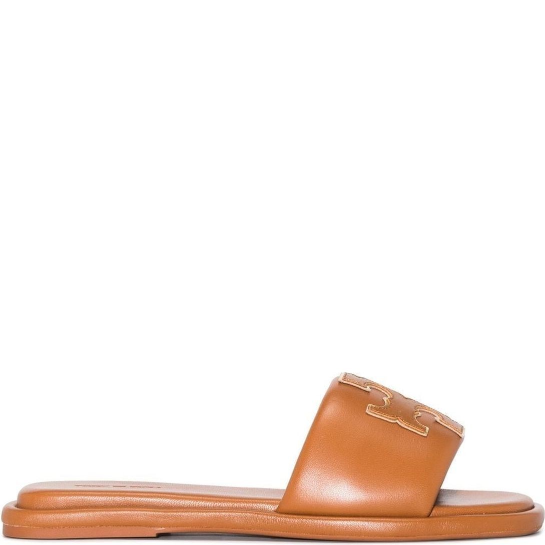 TORY BURCH Šlepetės moterims, Ruda, Double t sport slide 1