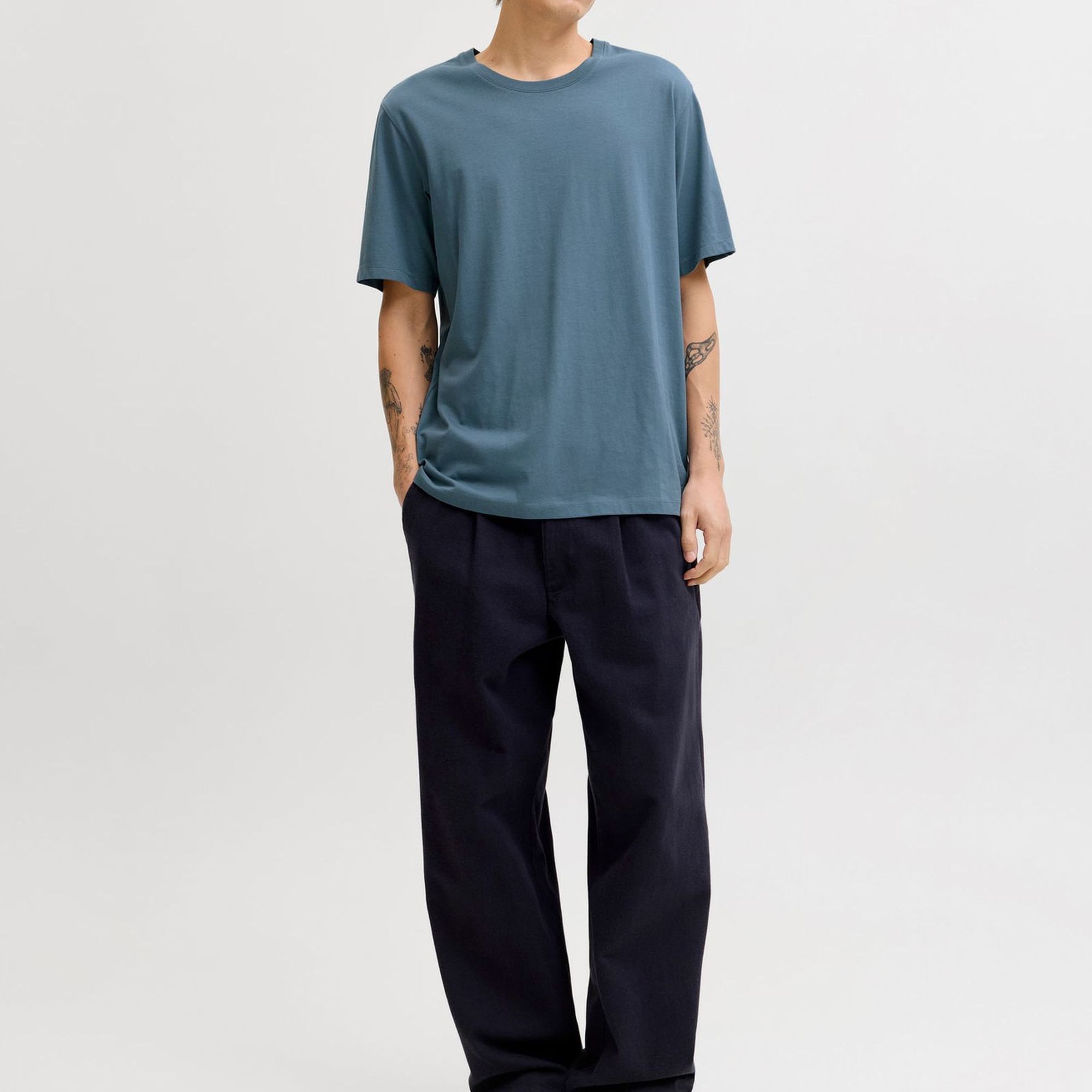 JACK & JONES Marškinėliai vyrams, Mėlyna, Organic basic 4