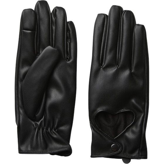 PIECES Pirštuotos pirštinės moterims, Juoda, PCJEART CUT OUT SMAR