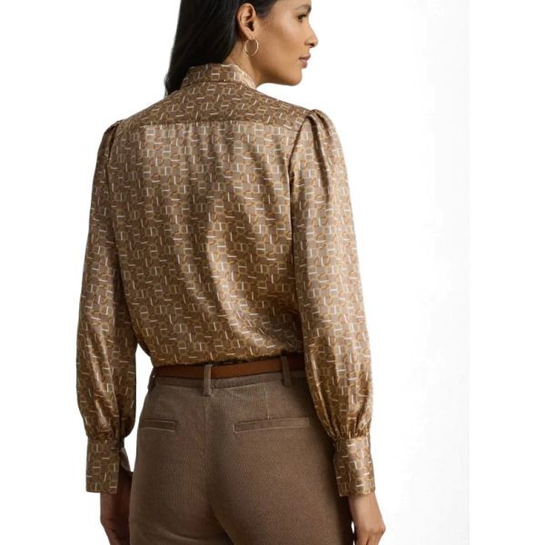 LAUREN RALPH LAUREN Palaidinės moterims, Smėlio, Klaryce long sleeve blouse 3