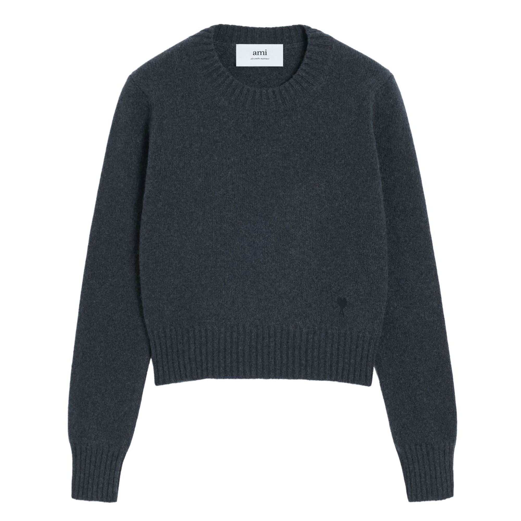 AMI PARIS Megztinis moterims, Juoda, Ami de coeur crewneck sweater 1