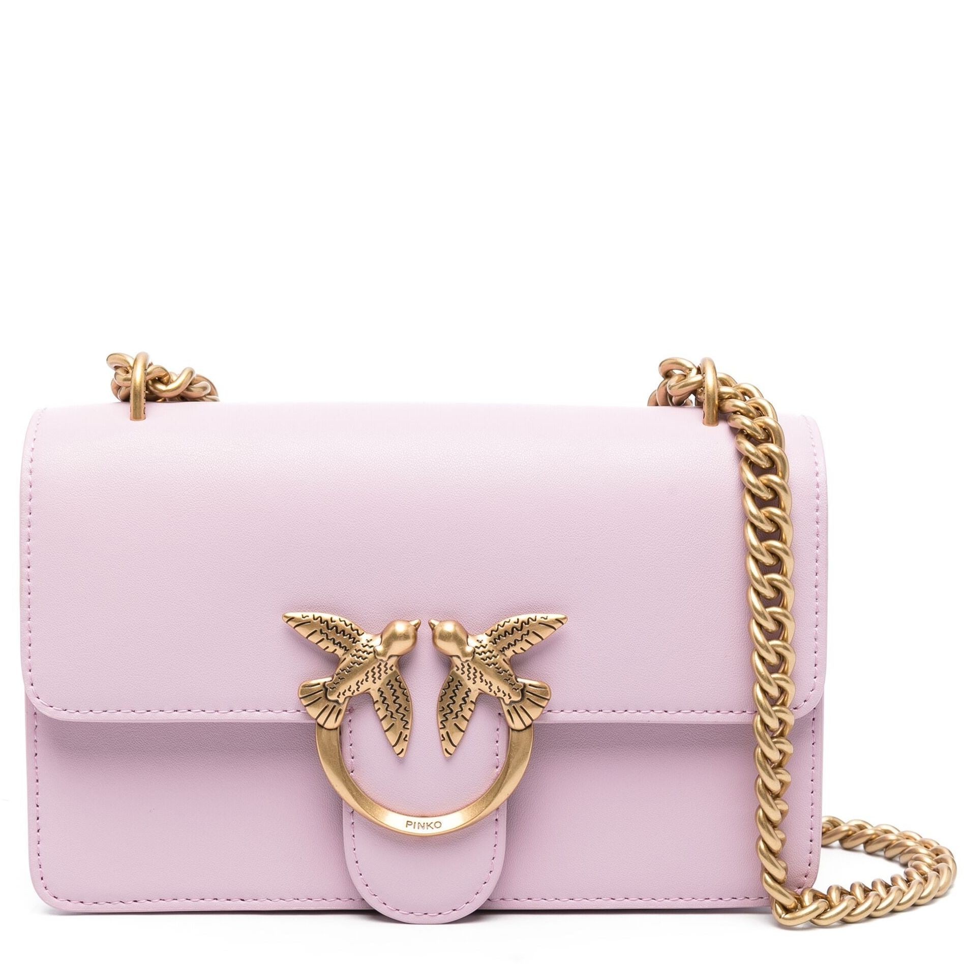 PINKO Rankinė per petį moterims, Rožinė, Love one mini crossbody bag 1