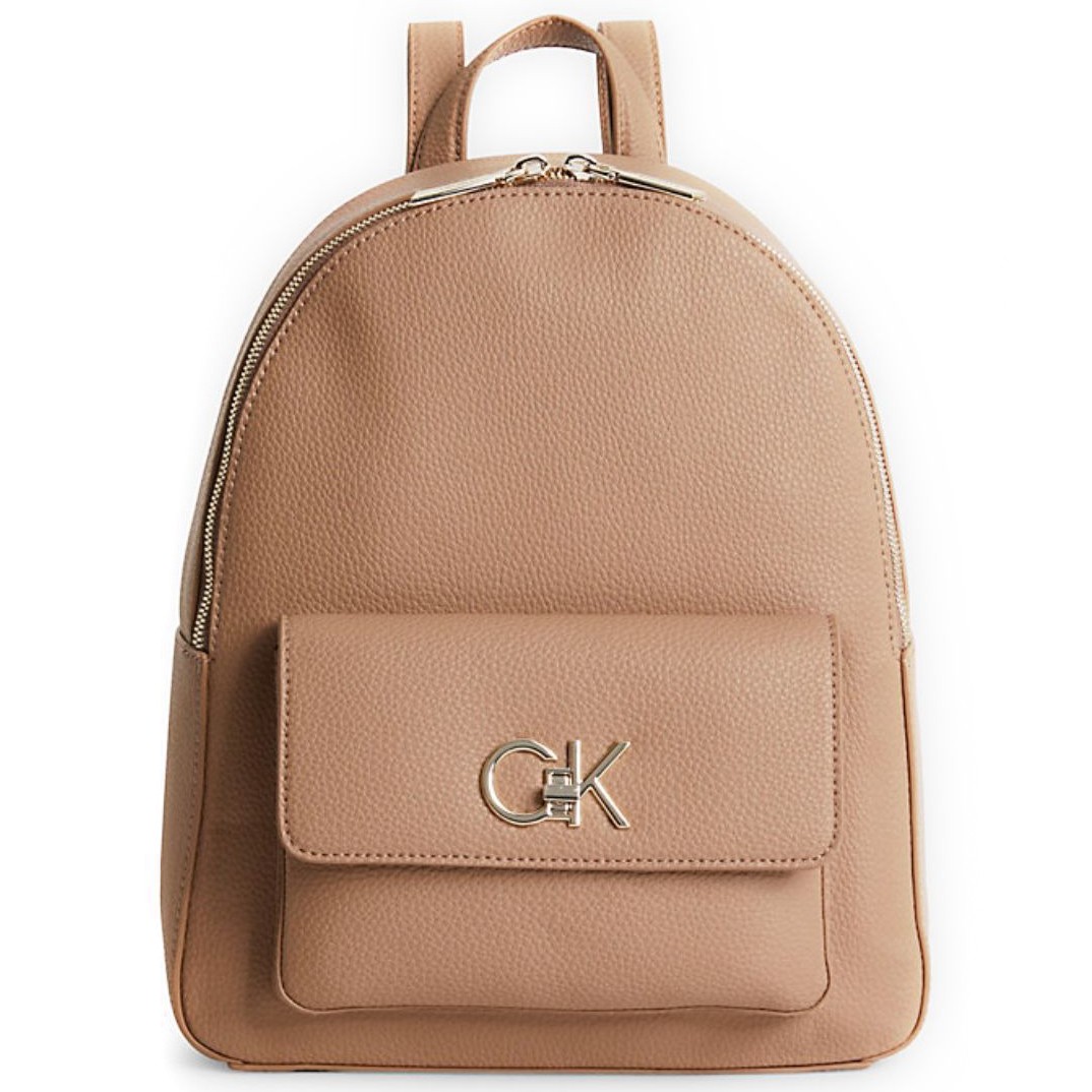 CALVIN KLEIN Rankinė per petį moterims, Ruda, Re-lock backpack pocket 1