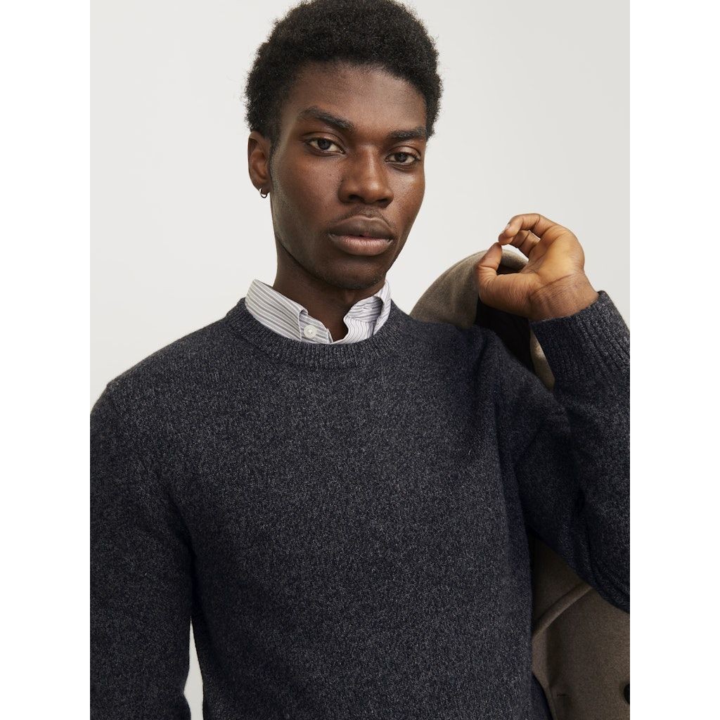 JACK & JONES Megztinis vyrams, Pilka, Lambs wool knit crew neck 5