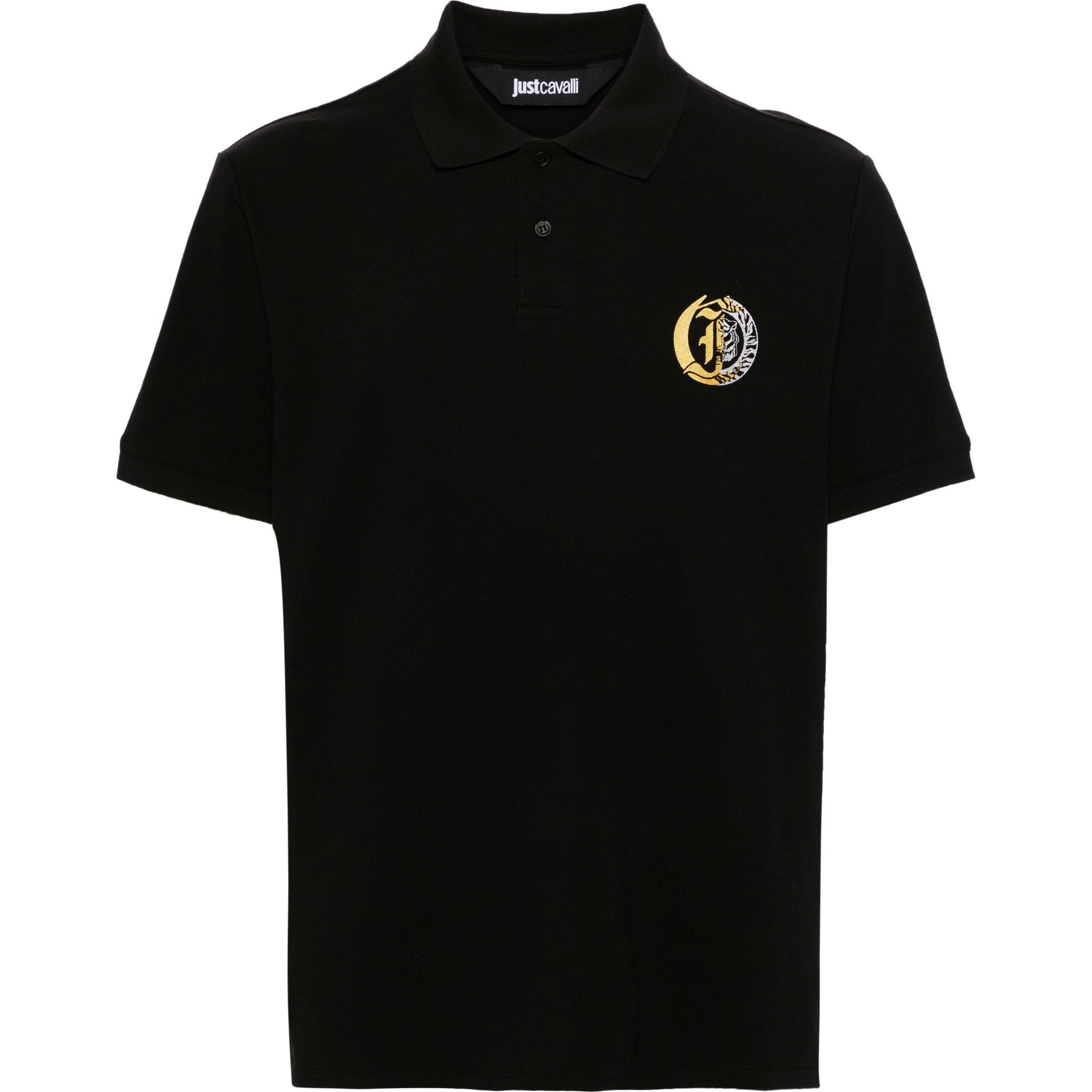 JUST CAVALI Polo marškiniai trumpos rank. vyrams, Juoda, Jc print polo t-shirt