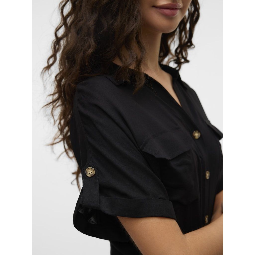 VERO MODA Mini suknelė moterims, Juoda, Bumpy short shirt dress 6