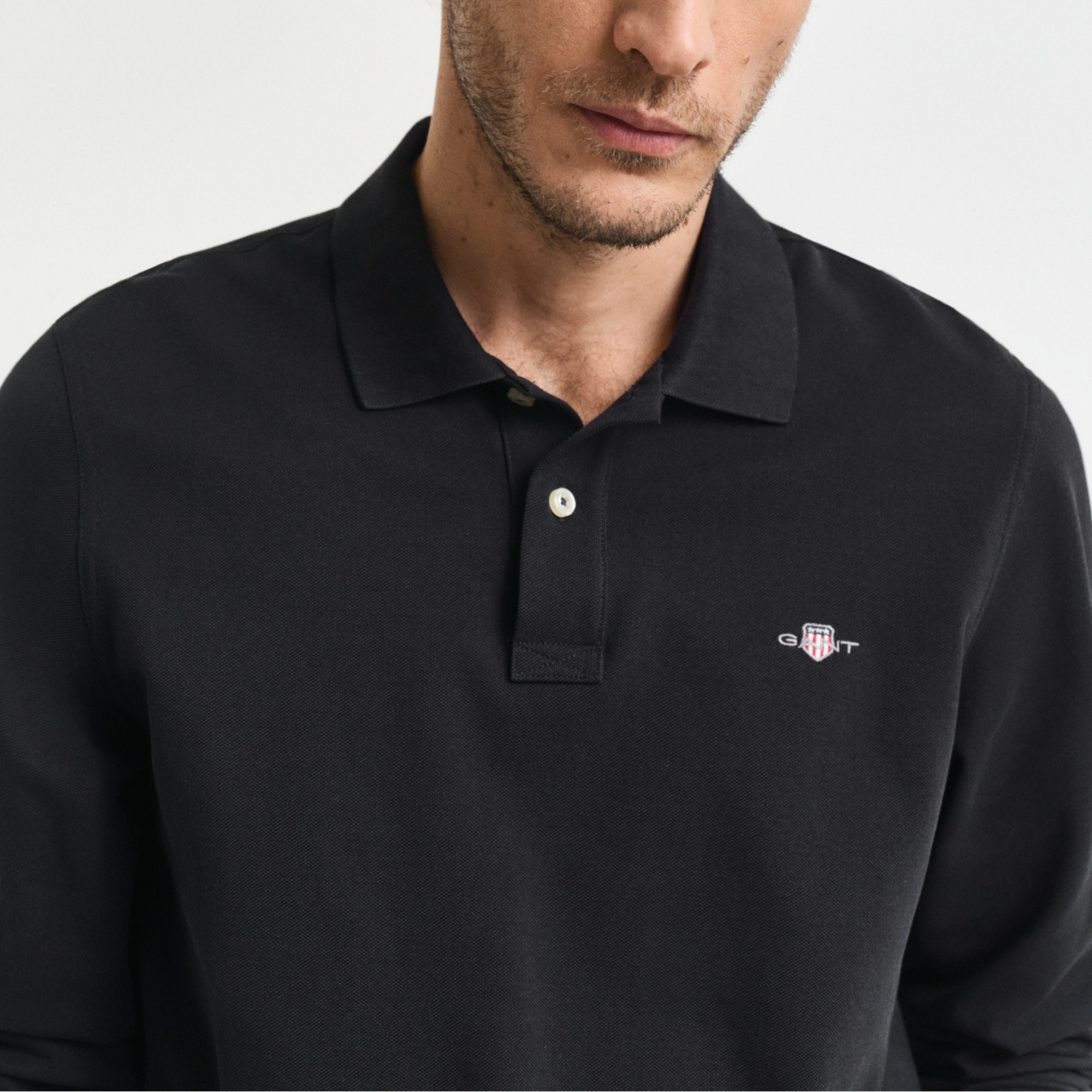 GANT Polo marškiniai ilgos rank. vyrams, Juoda, reg shield ls pique rugger 4