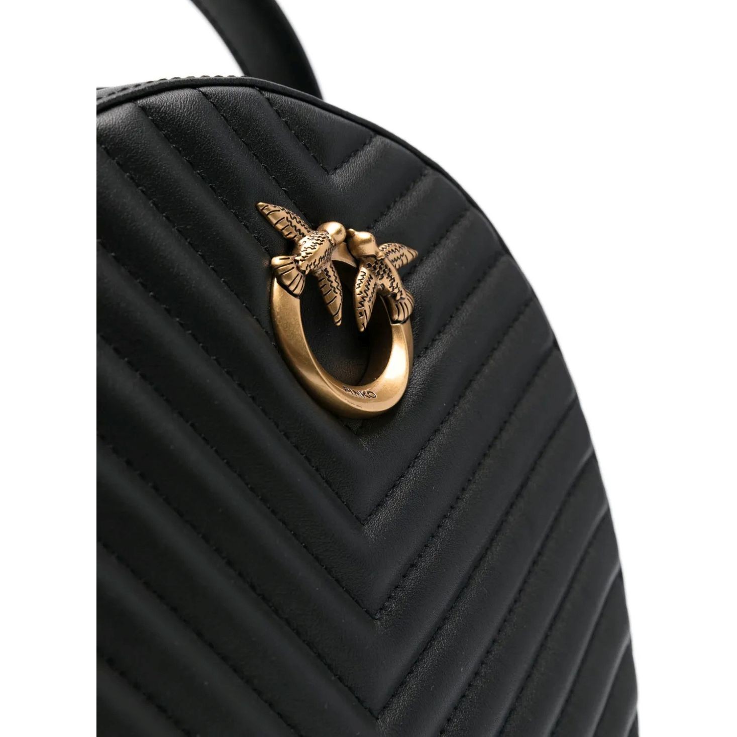 PINKO Kuprinė moterims, Juoda, Love chevron leather backpack 3