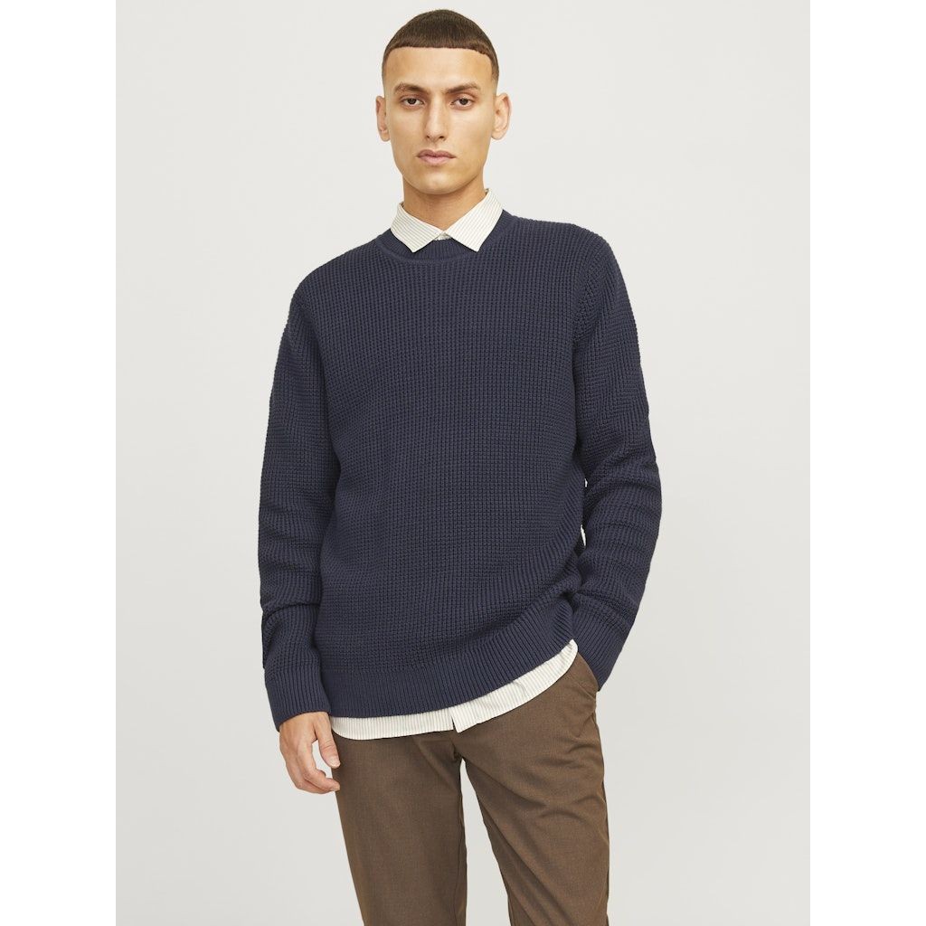 JACK & JONES Megztinis vyrams, Mėlyna, Viggo waffle knit crew neck 2