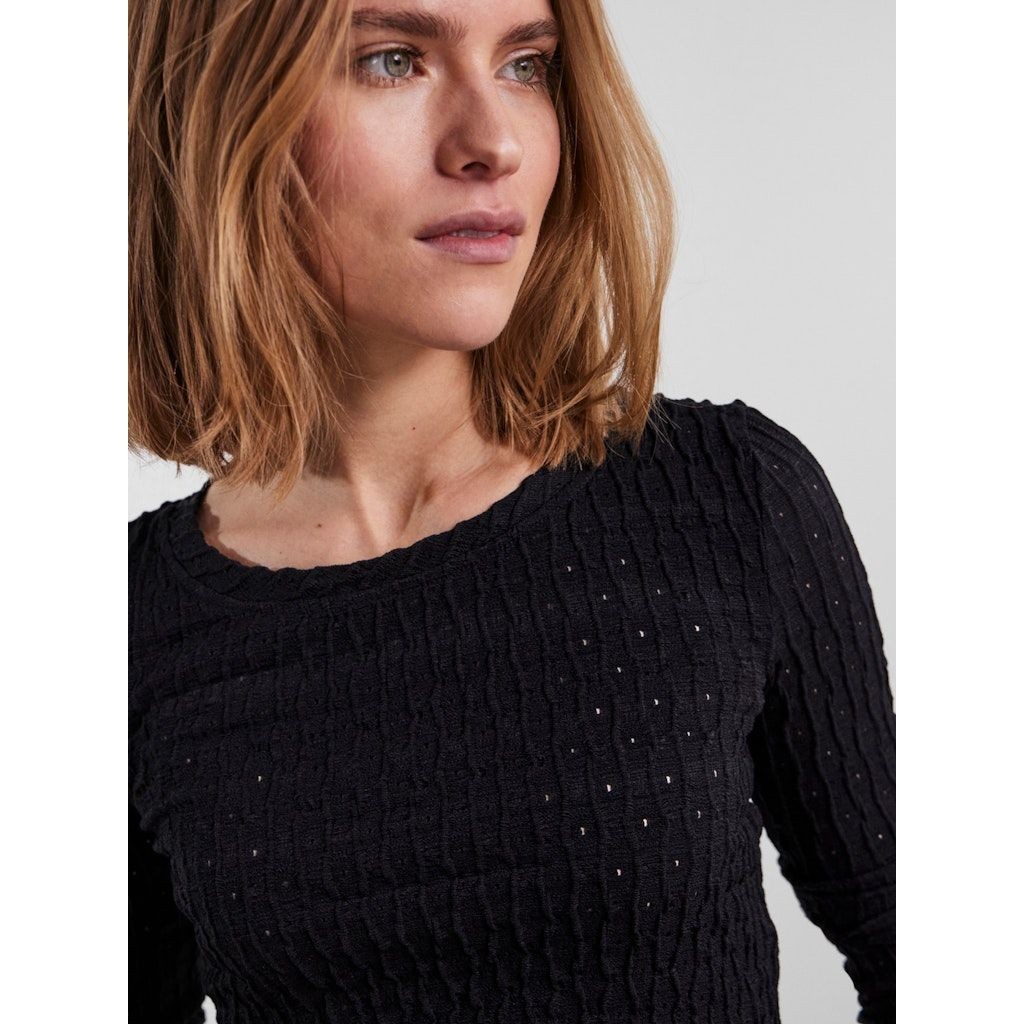 PIECES Palaidinės moterims, Juoda, PCFUBS LS SHORT TOP D 4