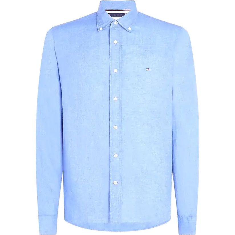 TOMMY HILFIGER Marškiniai ilgomis rankovėmis vyrams, Mėlyna, Pigment dyed li solid rf shirt 1