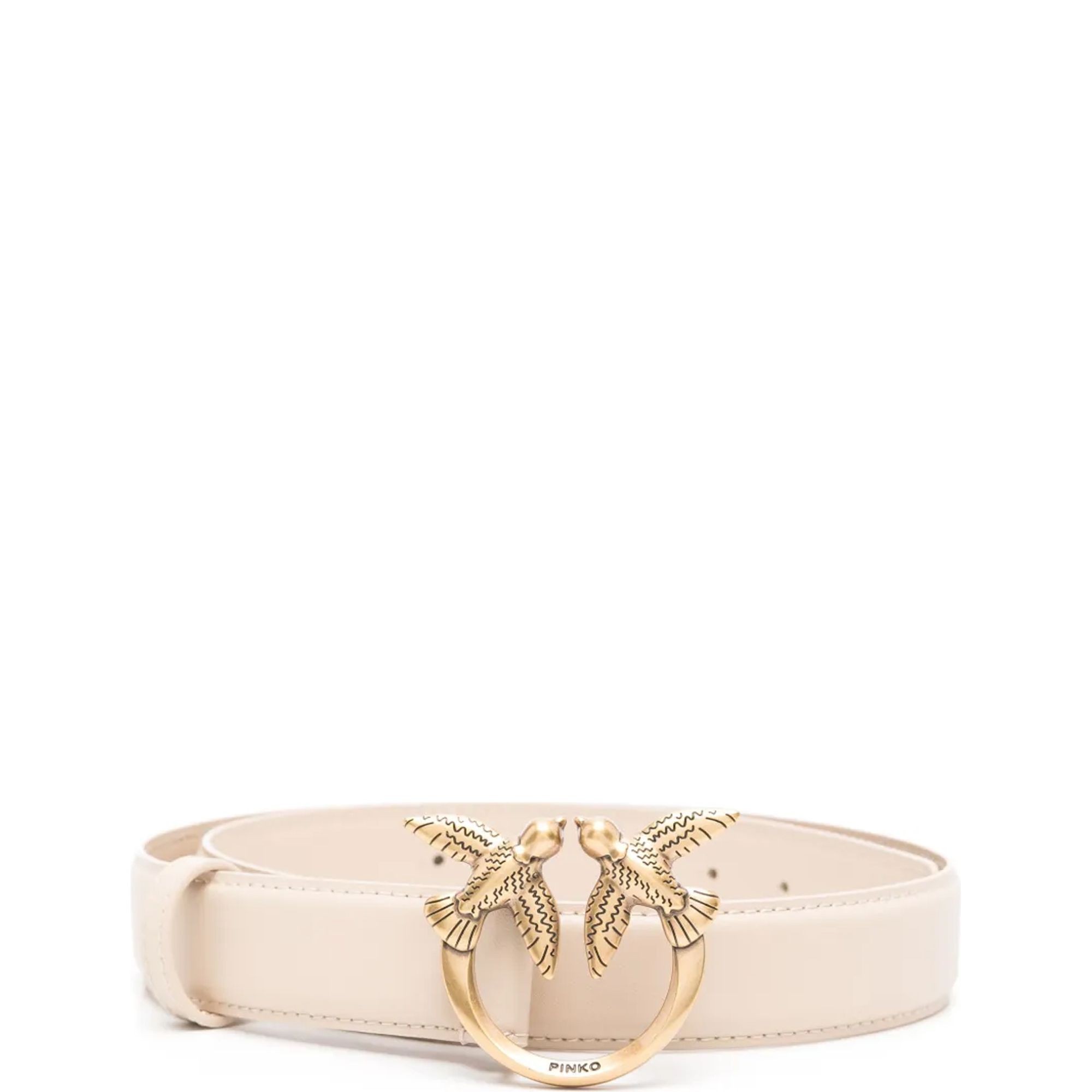 PINKO Diržas moterims, Smėlio, Love bird leather belt 1