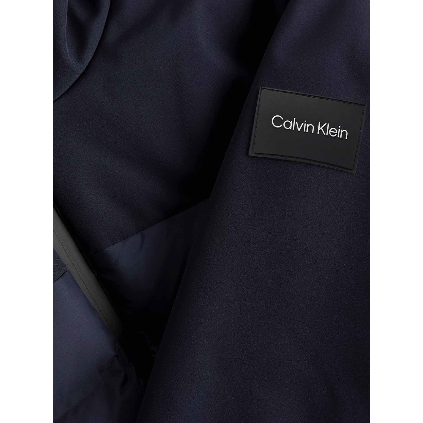 CALVIN KLEIN Pūkinė striukė vyrams, Mėlyna, Mix media quilt jacket hood 2