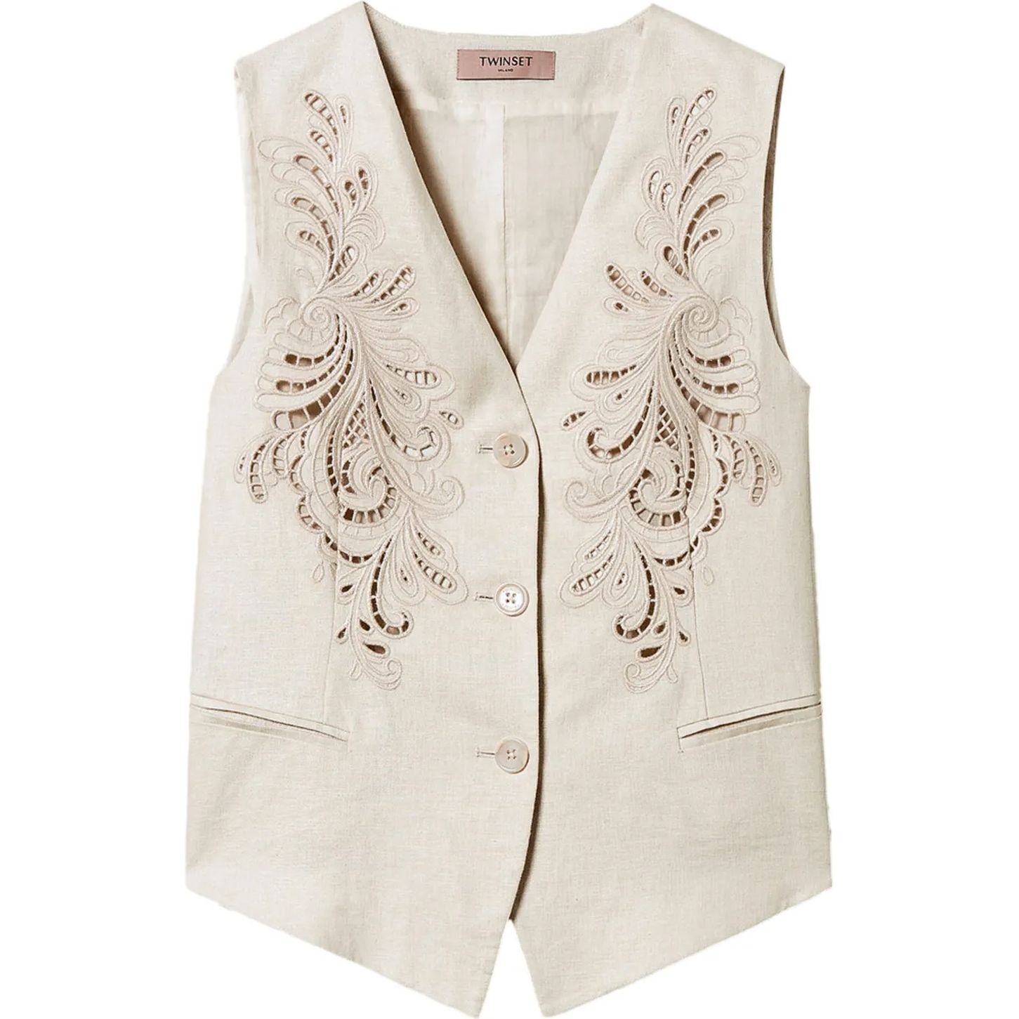 TWINSET Liemenė moterims, Smėlio, Embroidered waistcoat