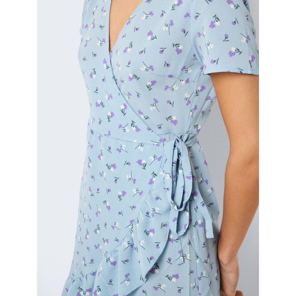 NOISY MAY Mini suknelė moterims, Mėlyna, NMCLARA BIANCA S/S WR 6